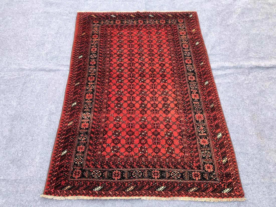 4x6 Bashiri Rug, Vintage Antique Rug, Afghan Tribal Rug, Bukhara Rug, Turkmen rug, Handmade Wool Rug, Vintage