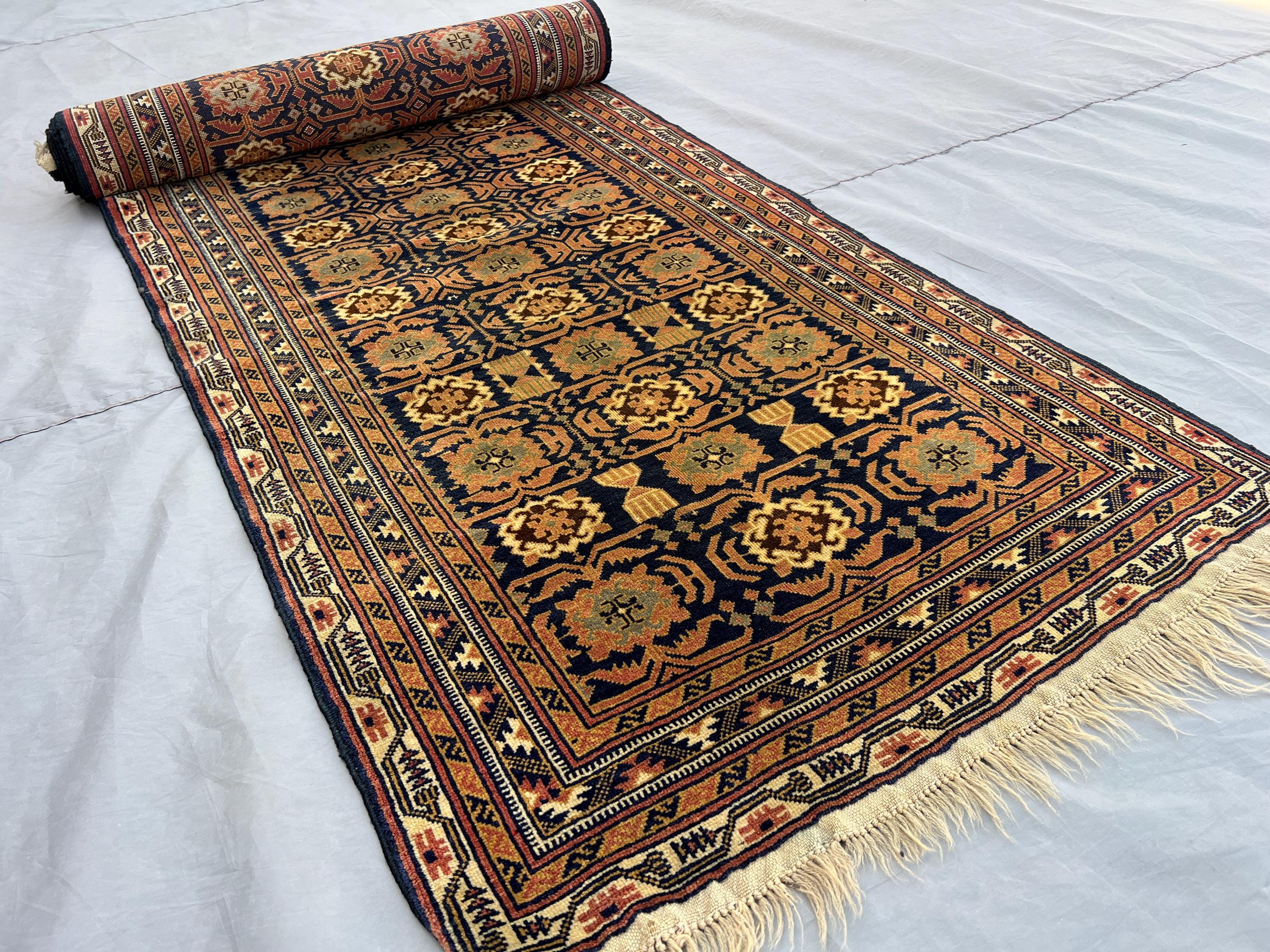 3x10 Collector’s Afghan Baluchi Runner | Antique Hand Knotted Wool Rug | Turkmen Pattern | Rare Hallway Entryway Tribal Carpet, Home Decor