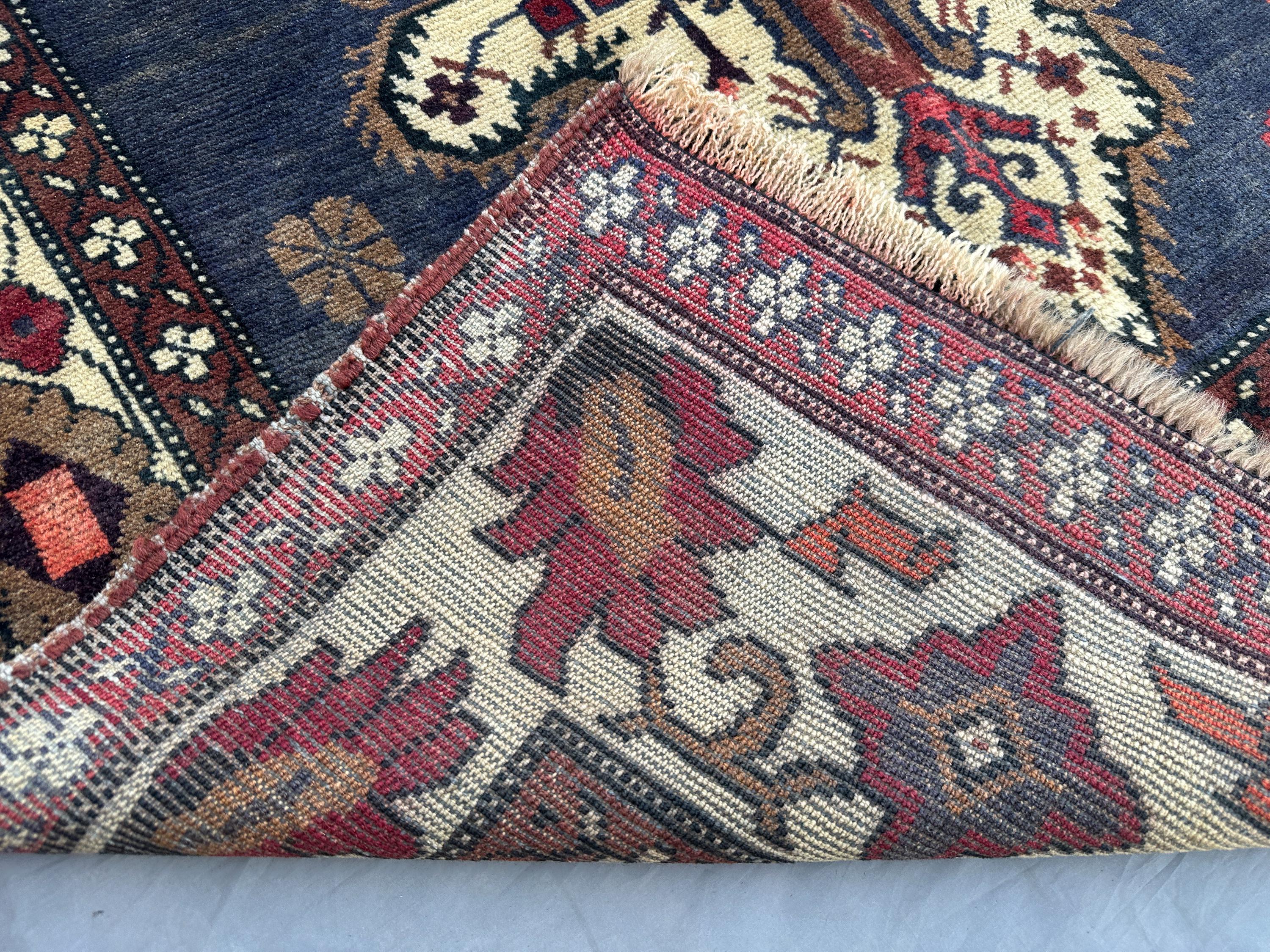 アンティーク アフガン バルーチ族 ラグ - 3x5 幾何学模様、トルクメン