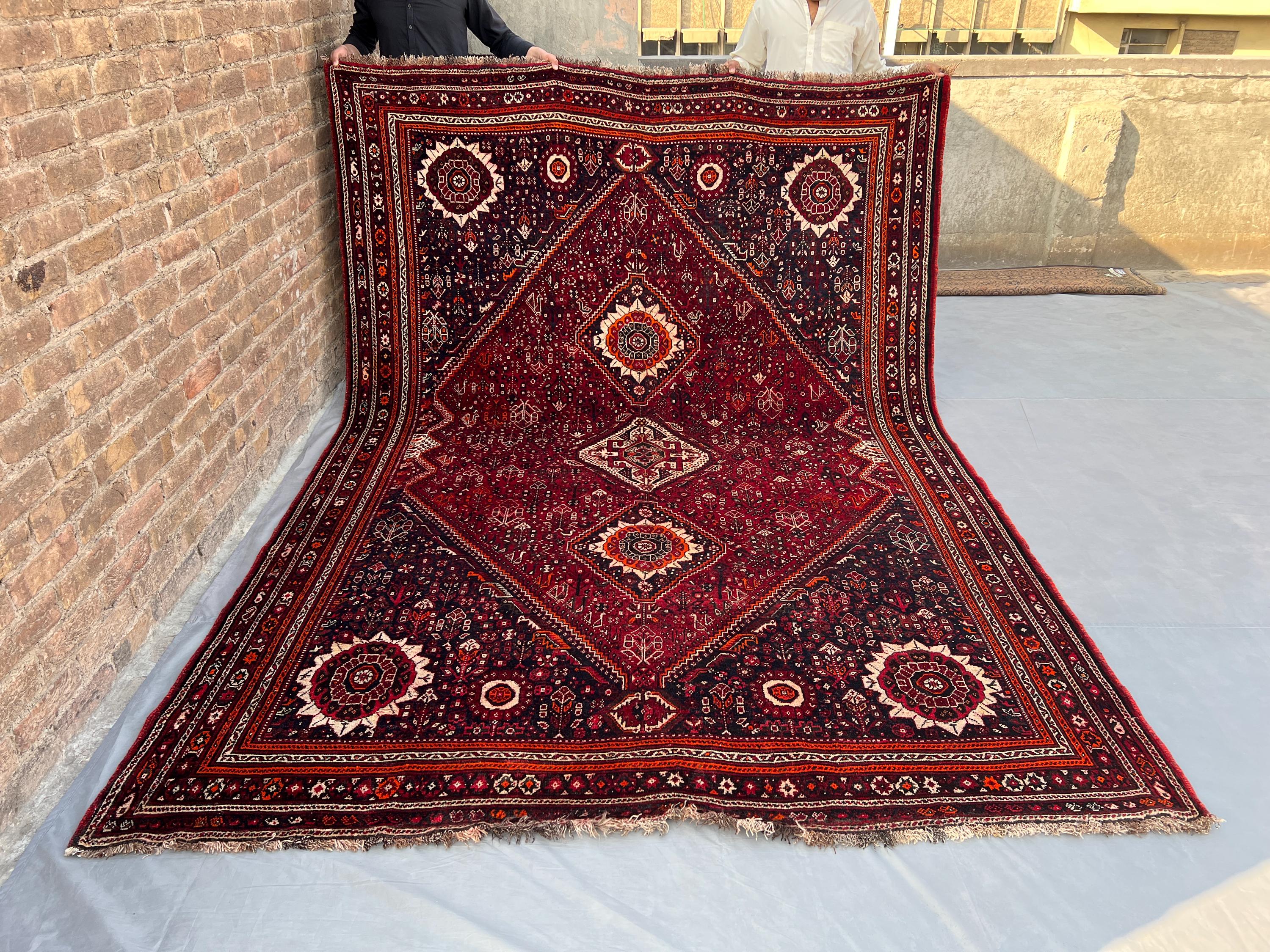 7'2x10'5 ft Antique Hand Knotted Wool Rug Tribal Caucasian Style Rare One of a Kind Moroccan Rug Turkish Handmade Rug Outdoor or Bedroom rug