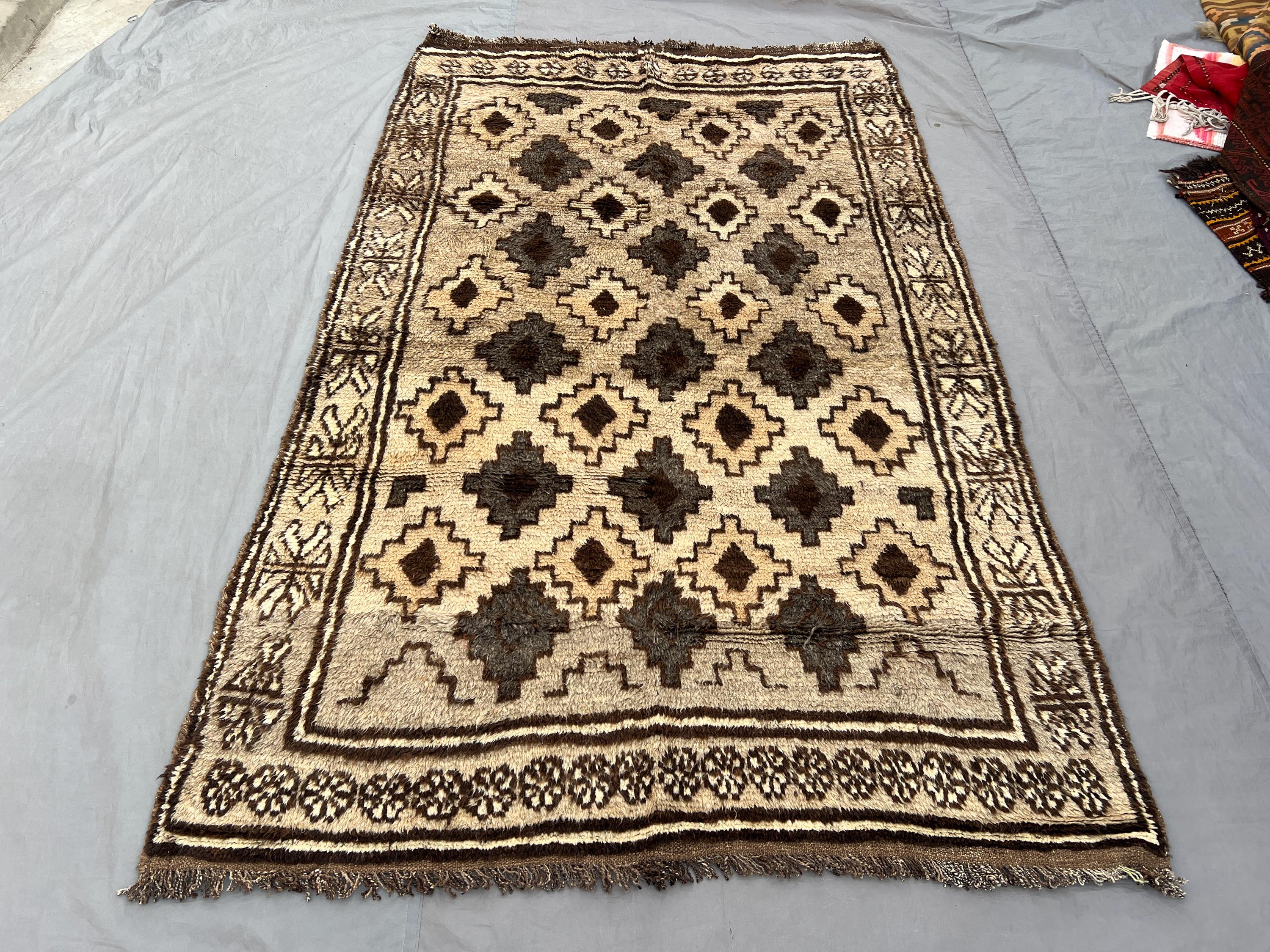 Afghan Handmade 5 x 8 ft Vintage Soft Pile Taimani Baluchi Rug Large One-of-a-Kind Tribal Wool Area Carpet