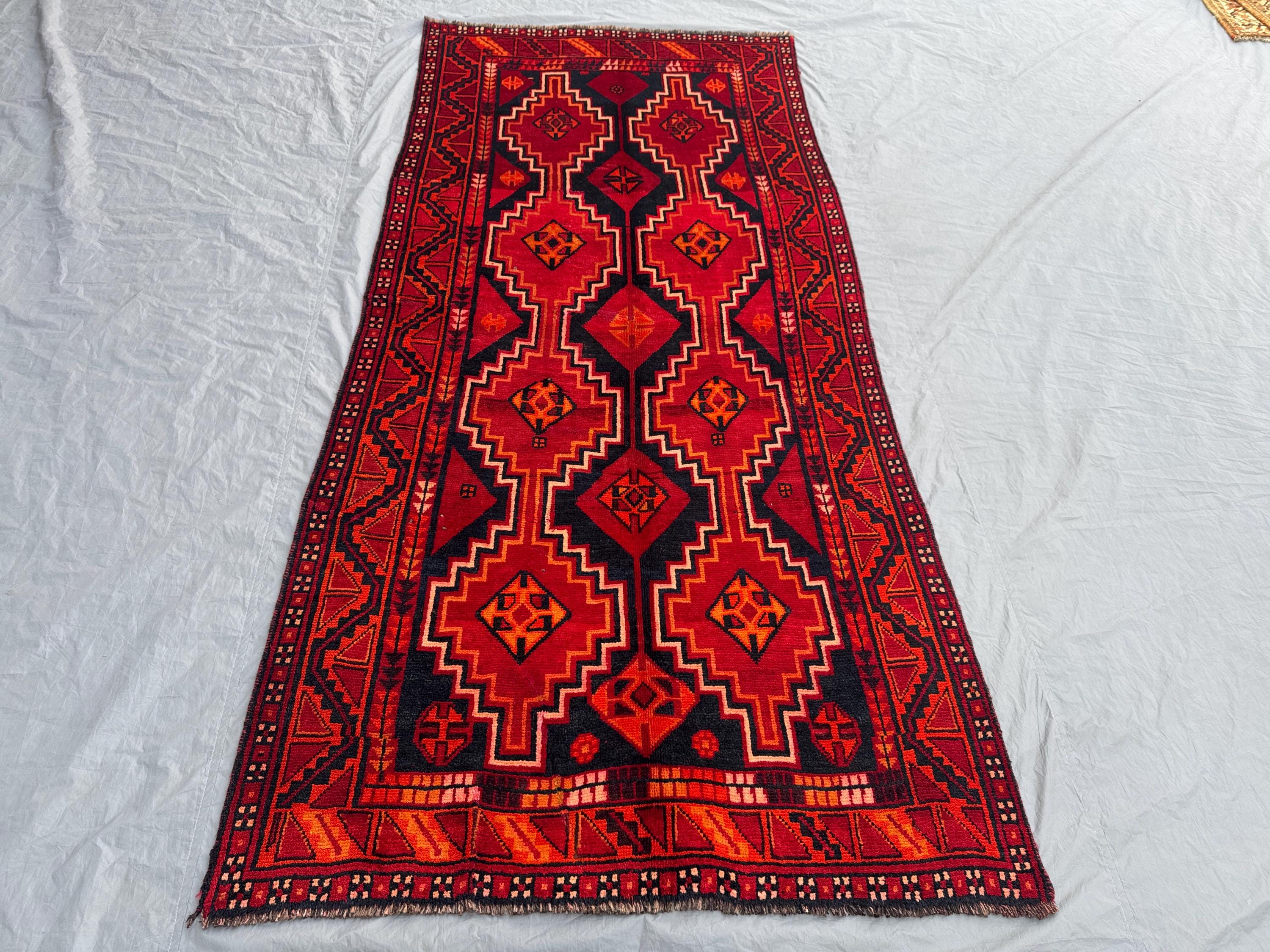 4 x 9 ft Turkish Hand Knotted Rug Vintage Soft Pile One of a Kind Luxury Home Decor Caucasian Design | Kitchen & Bedroom decor
