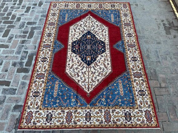 7x10 ウシャクラグ/部族ラグ/手作りウールエリアラグ/チョベラグ