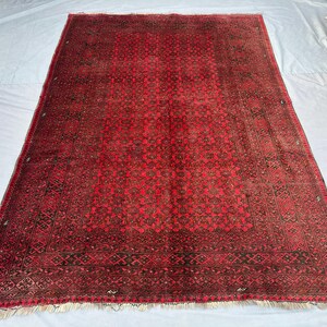 Antiker turkmenischer Bashiri Teppich 1,6x2,5m | Tribal Buchara Afghanischer Handgeknüpfter Teppich Geometrischer Wollteppich | Vintage Wohnzimmer Schlafzimmer Teppich