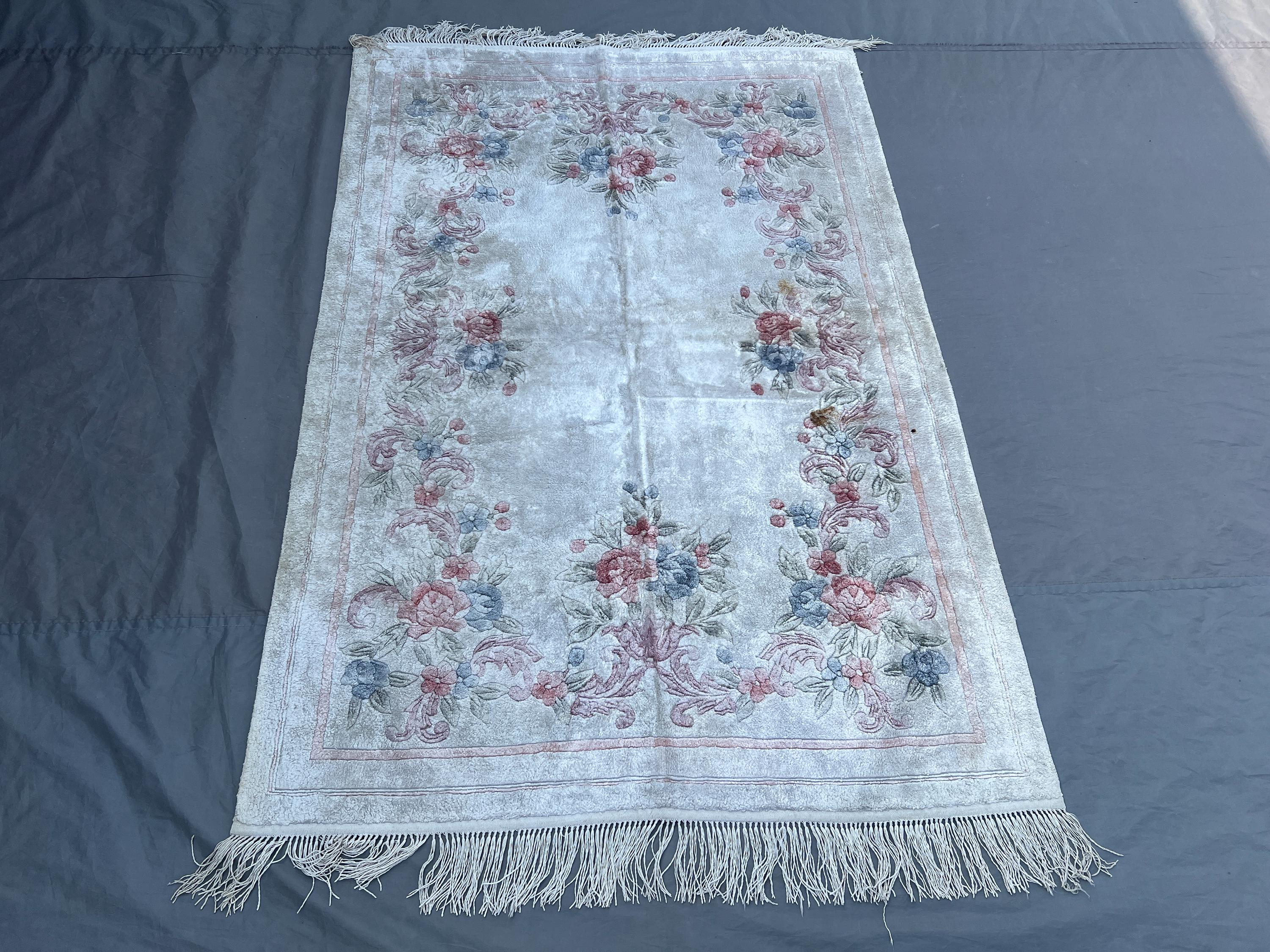 4 x 6 ft Turkish hand knotted vintage silk pile rug floral balochi design, soft texture top quality handmade rug home decor | farmhouse rug