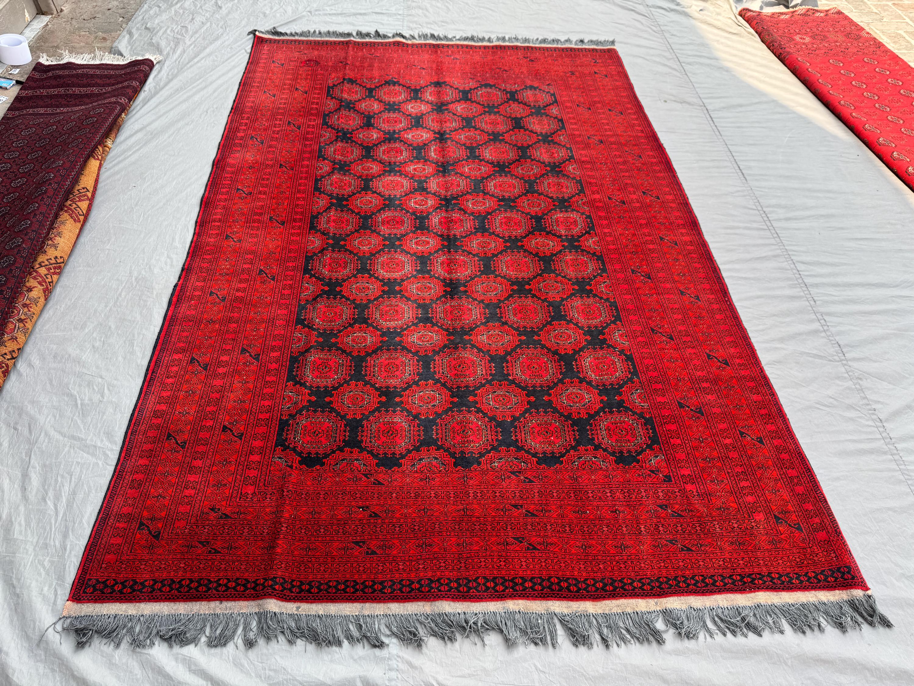 6 x 10 Afghan Hand-Knotted Vintage Rare Soft Pile One of a Kind Large Area Rug Turkoman Sarouk Patnos Gul Design | Living room Decor rug