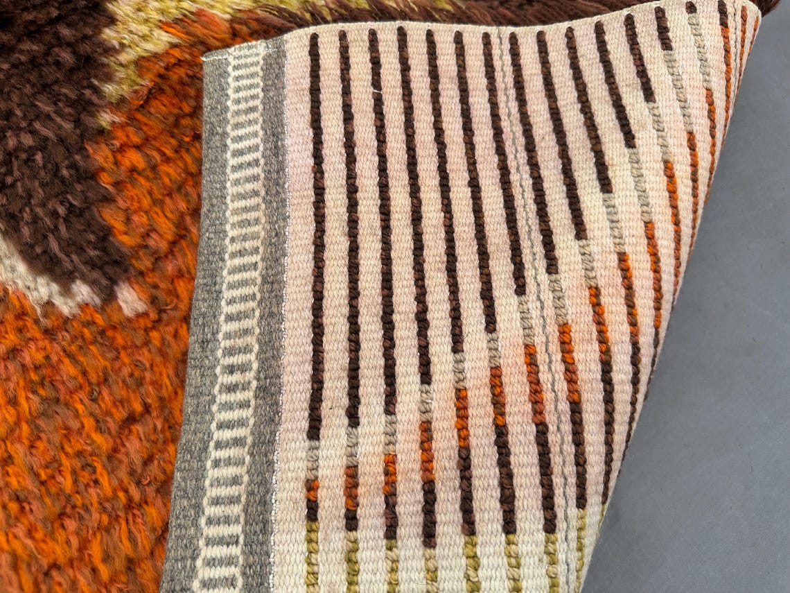 2'4x4'2 Ft Moroccan Full Pile Rug | Handmade Retro Swirl Wool Carpet ...