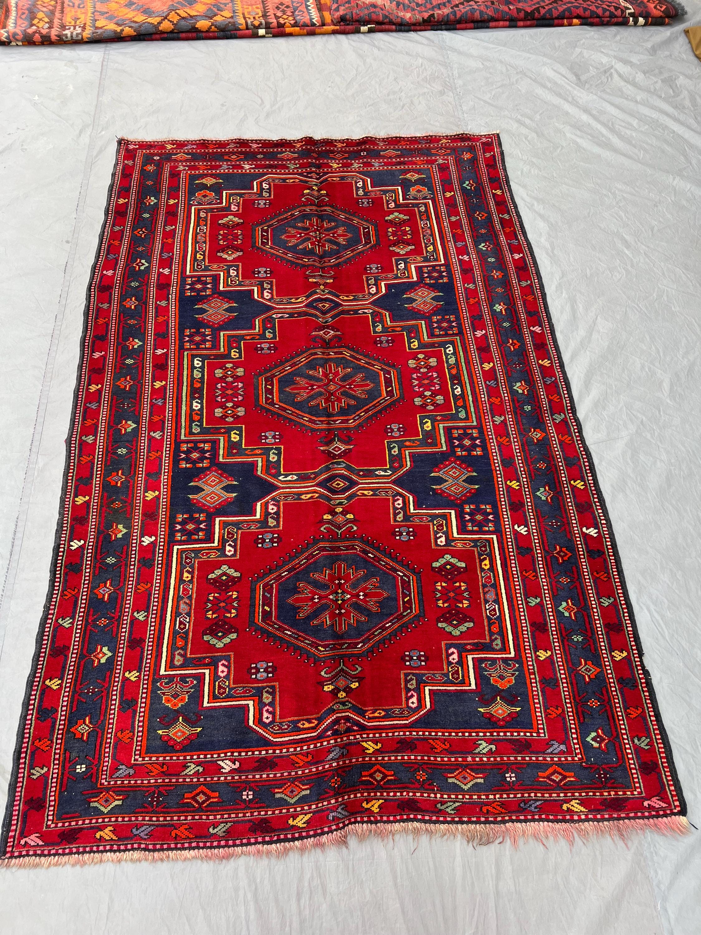 Unique 5 x 8 ft Afghan Hand-Knotted Vintage Soft Pile Balochi Design One-of-a-Kind Boho Home Decor Tribal Wool Area Rug | Living room decor