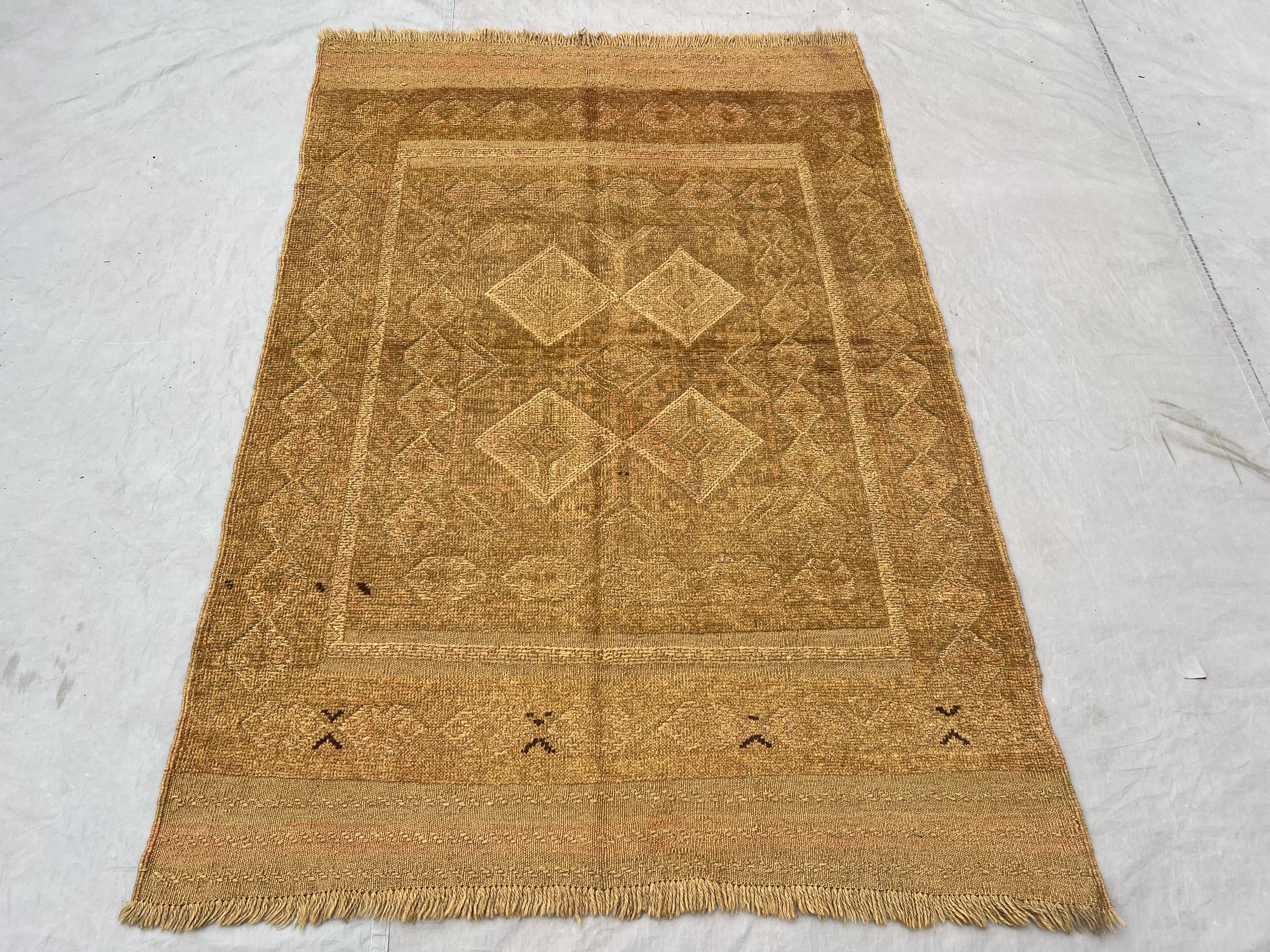 4x6 Antique Afghan Baluch Tribal Rug, Mishwani Wool Vintage Kilim Rug, Geometric Pattern, Handmade Carpet, Bei