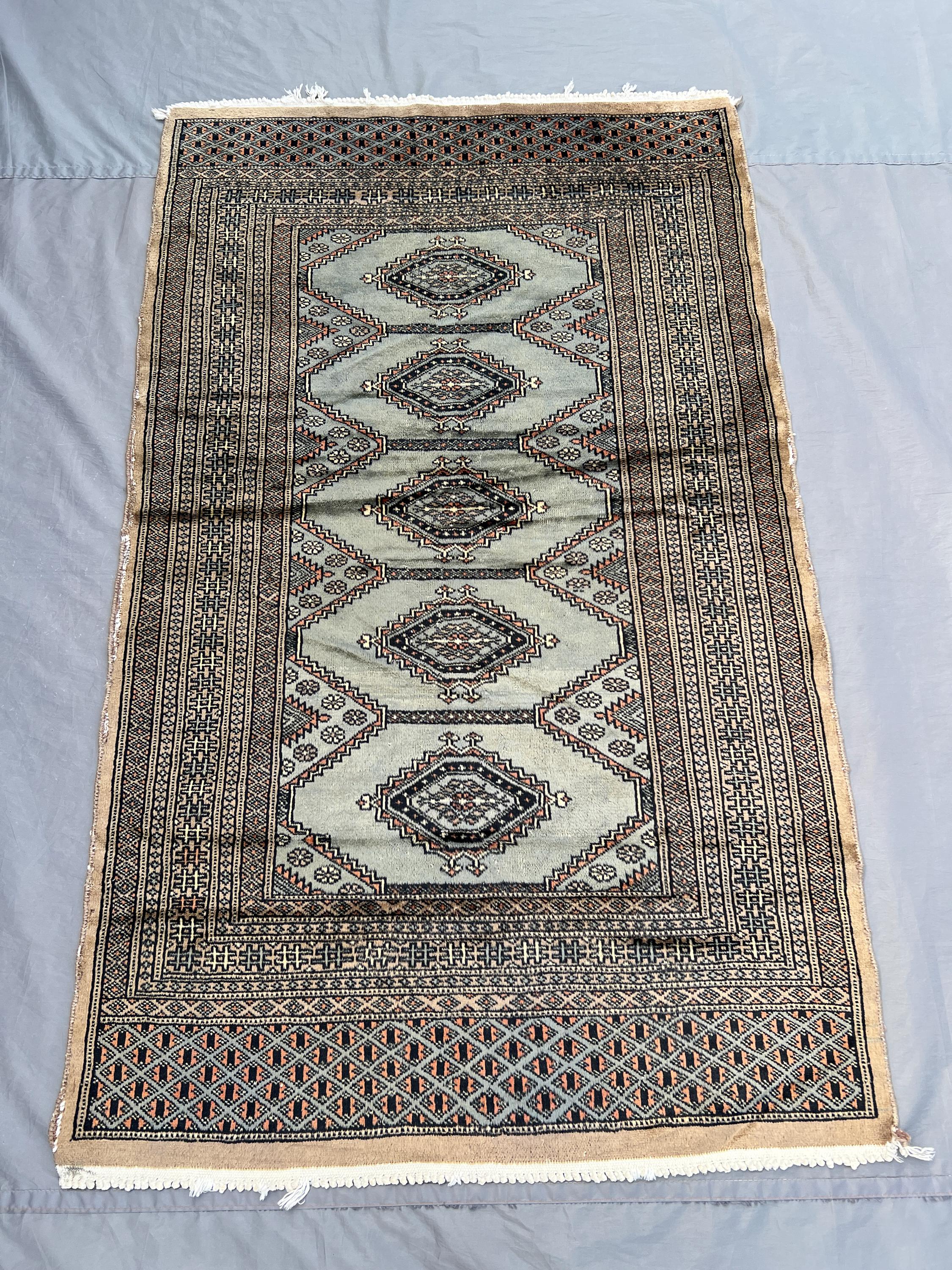 3x5 Hand Knotted Antique Balochi Rug – Unique Vintage Geometric Design, Soft Pile, Distressed Tribal rug, | living room & kitchen decoration