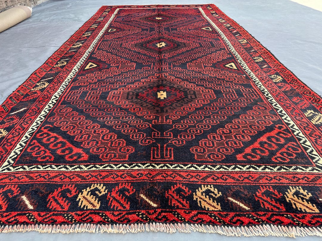 Antique Afghan Baluch Runner Rug | 4x9 Ft Hand-knotted Wool Carpet ...