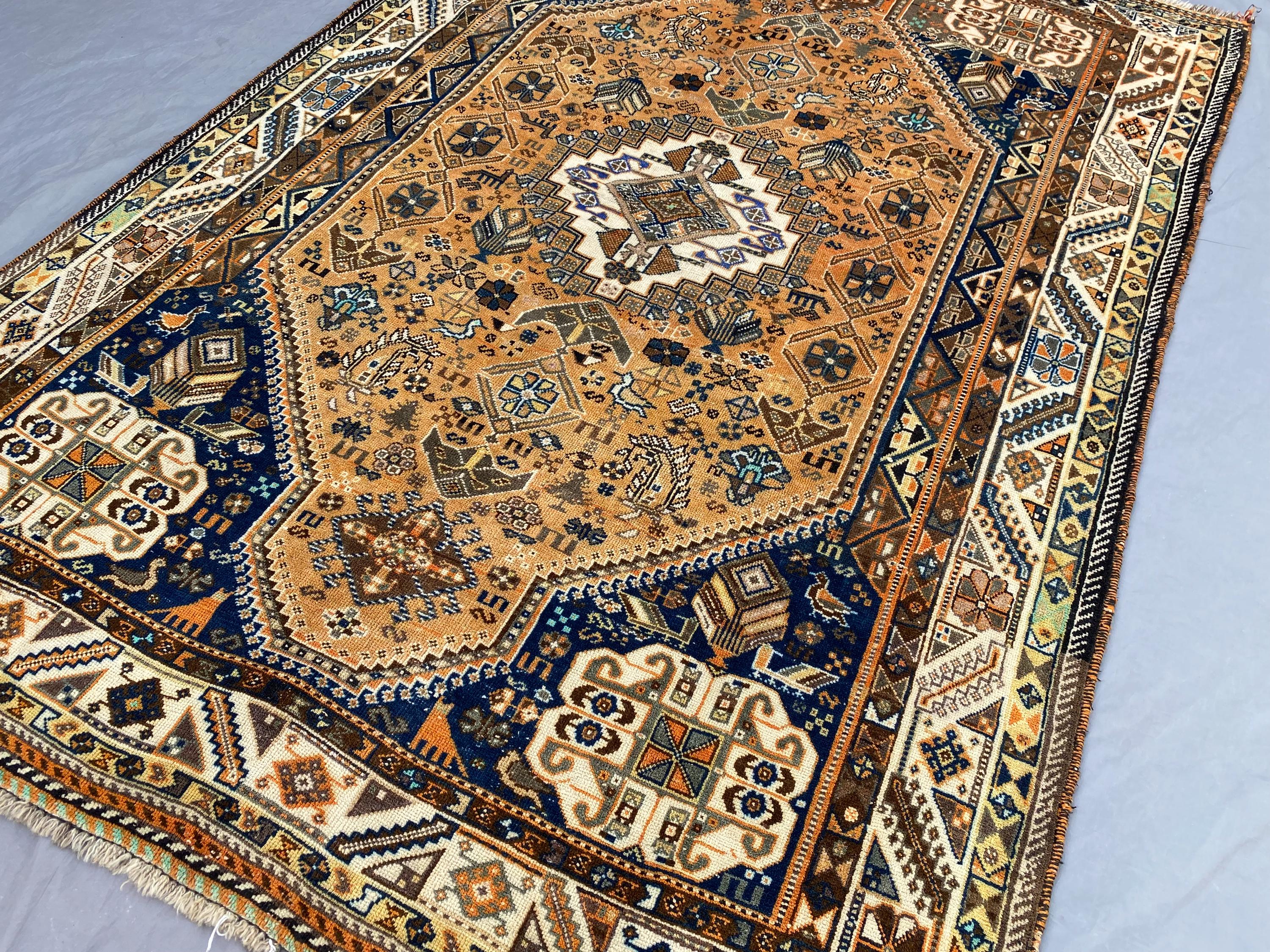 6 x 8 Vintage Turkish Hand Knotted Rug | Soft Wool Caucasian Geometric Rug | Medallion Rare Oriental Decor Carpet Farmhouse Rug Bedroom Rug