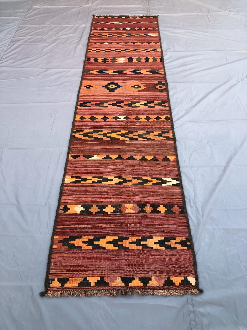 2x10 ft Vintage Runner kilim/ Geometric design Afghan Flatweave Kilim, Turkmen Handmade Wool kilm/ Oriental Hallway Runner Rug , Chobe Kilim