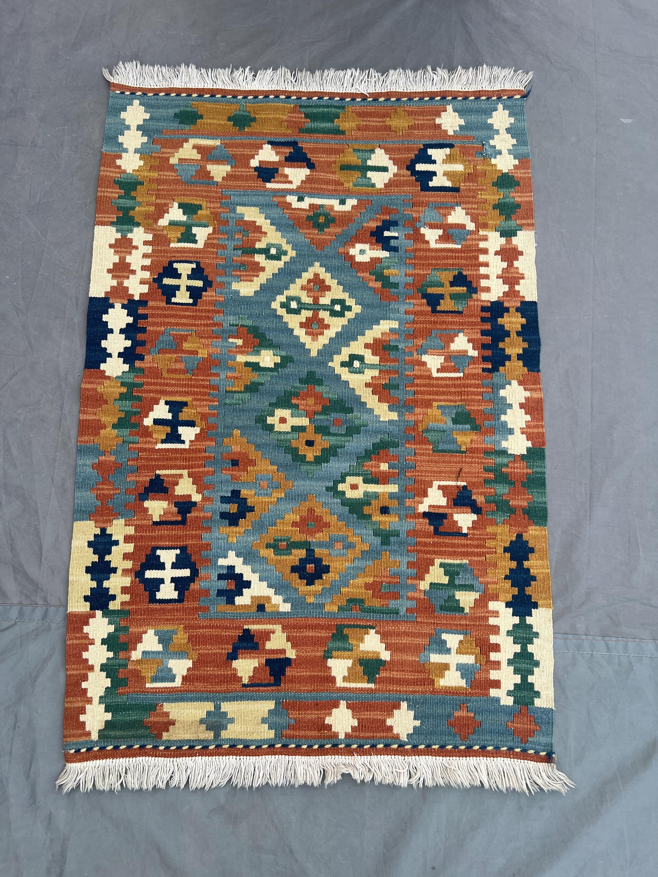 2 x 3 ft Afghan Hand-Woven Modern Flat Weave Rug, Unique Maimana Design, Luxury Area Decor | Living room & Bedroom decor rug