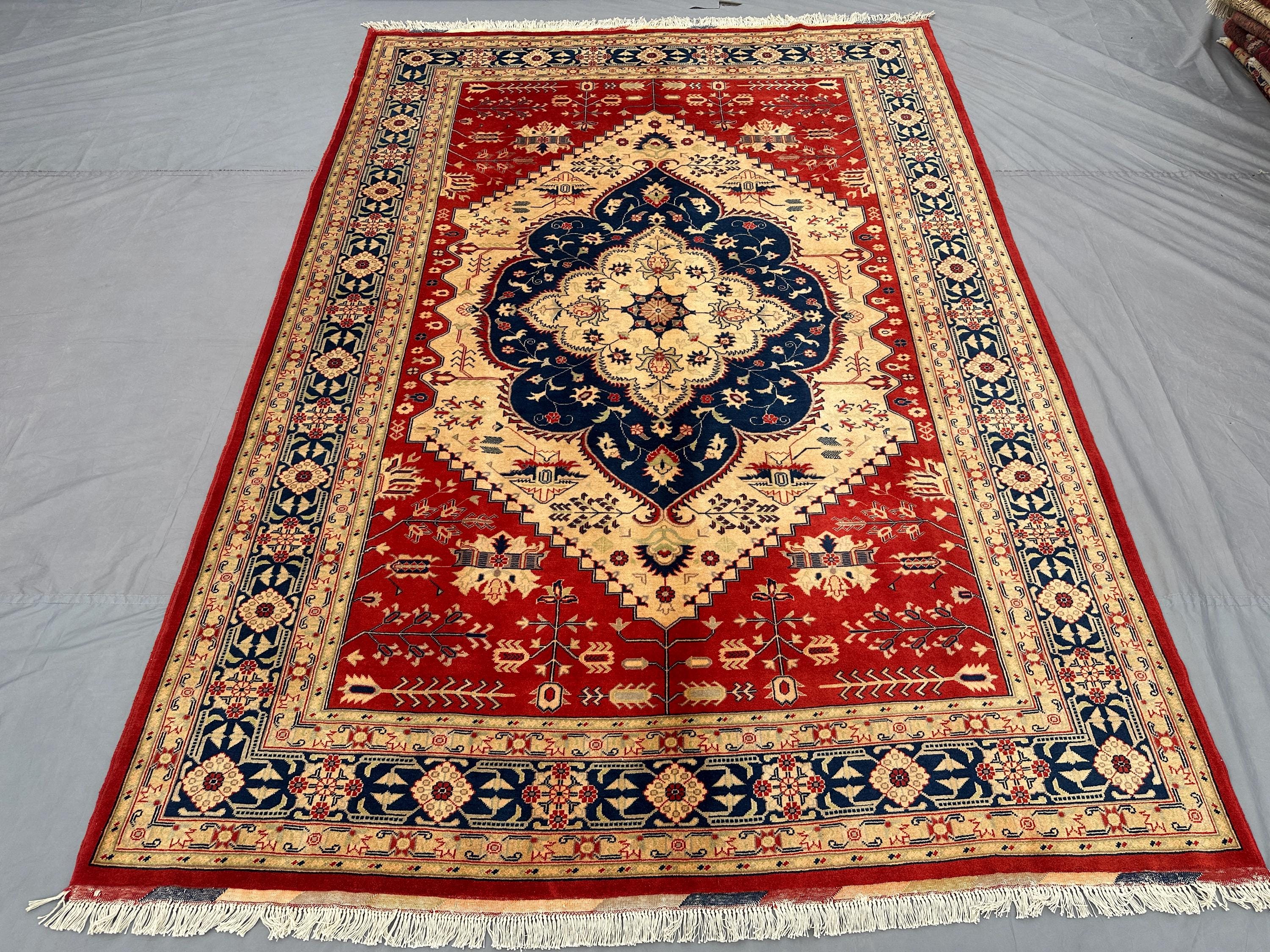 6.2x9.7 ft Afghan Hand-Knotted Oushak Rug | Soft Wool Modern Luxury Carpet | Floral Design Area Rug, Living Room Rug, Turkish Oushak rug