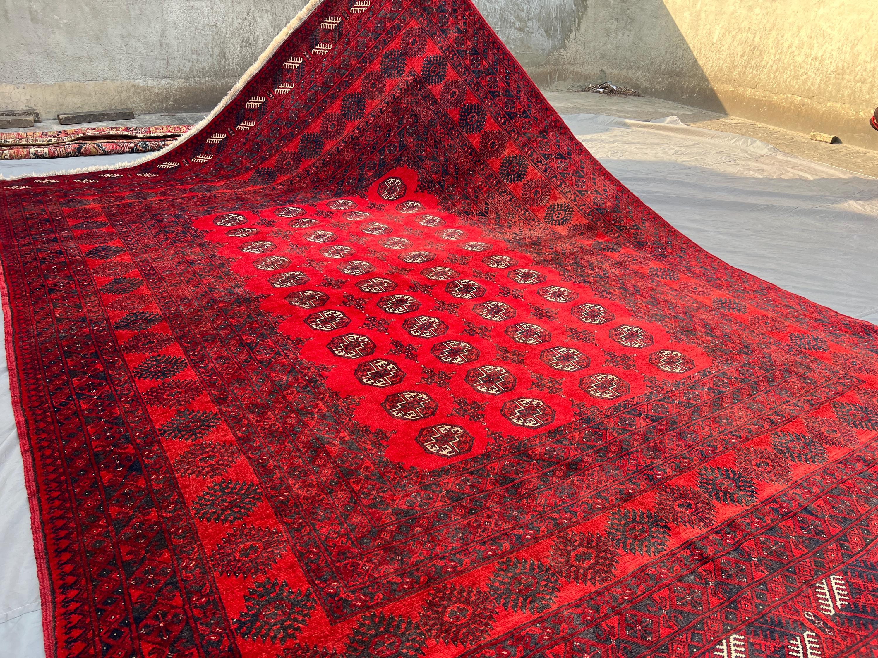 7x10 Antique Turkmen Bukhara Rug, Tribal Afghan Hand Knotted Wool Rug, Faded Area Rug | Oriental Rare Carpet | Outdoor Rug | Bohemian Decor