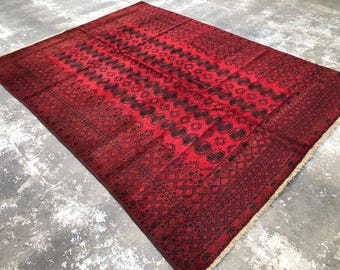 7.7x10.4 Ft Antique Turkmen Tekke Rug Afghan Hand-knotted Rare Rug