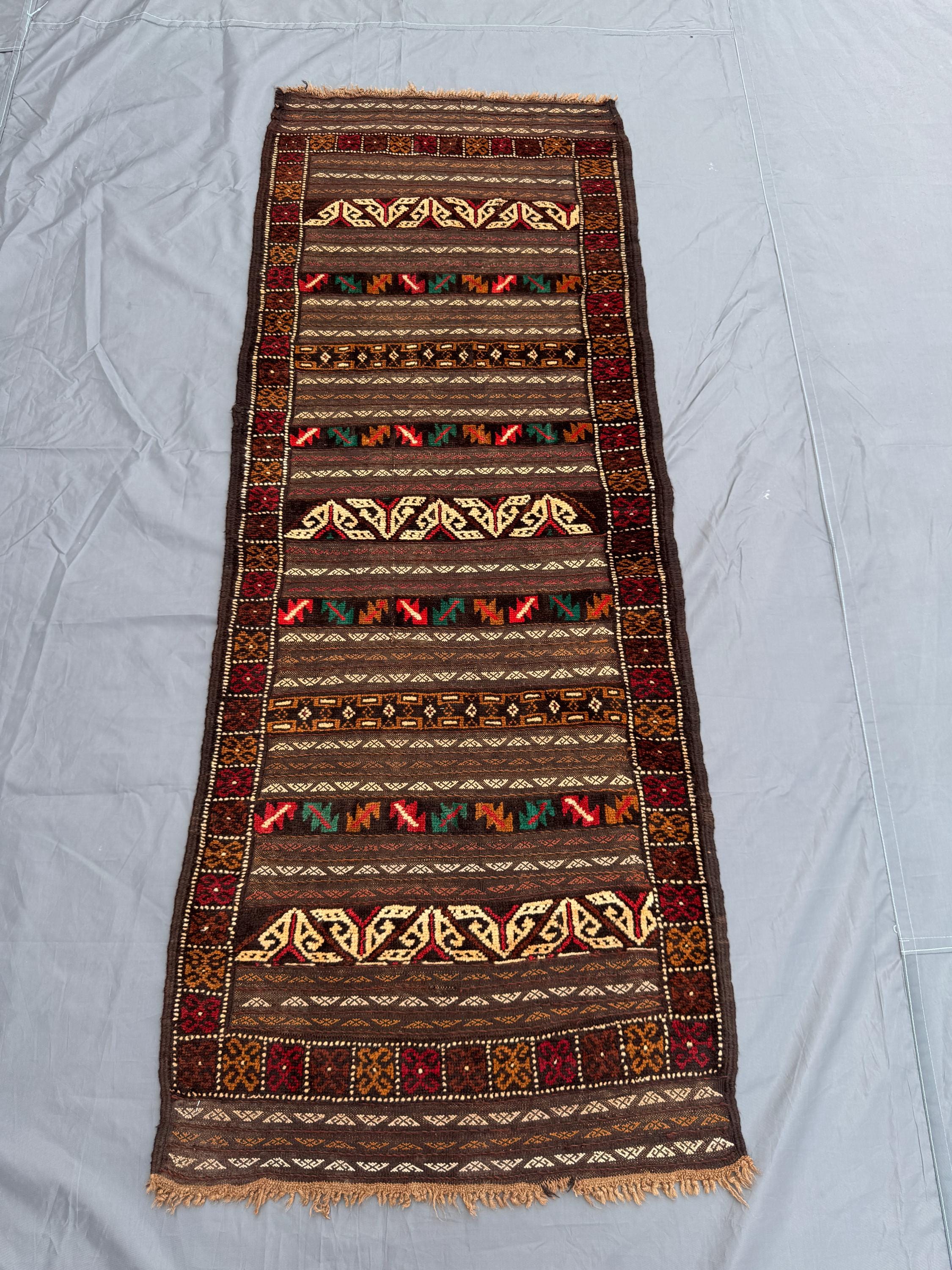 2'3x5'10 ft kilim runner rug, Vintage Afghan Handmade Wool Short Runner rug, Flat weave Antique Tribal Rug, Ha
