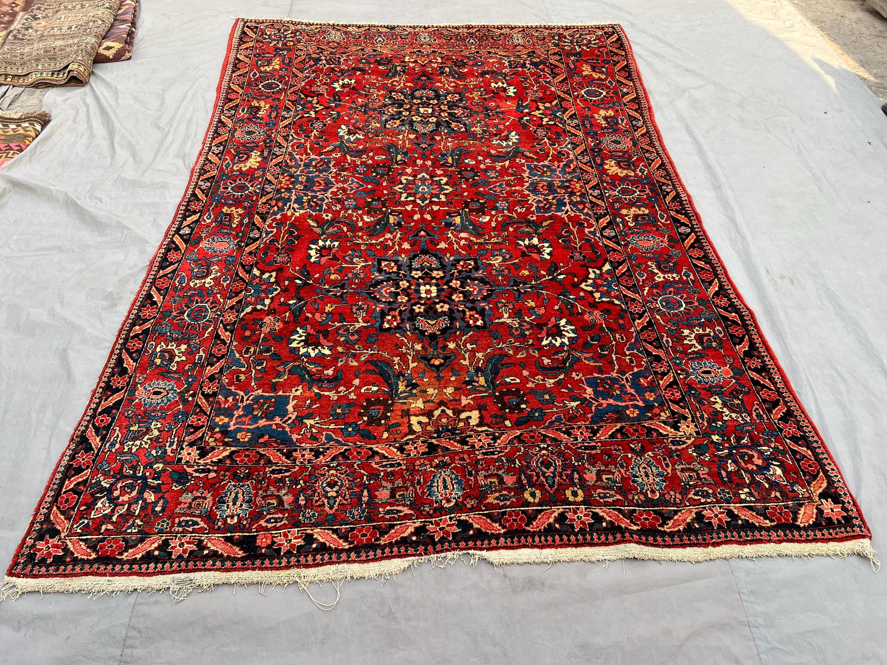 Hand Knotted Afghan Rug, 7 x 10 Vintage Soft Pile One of a Kind Rug, Luxury Room Decor, Turkish Inspired Caucasian Design, Bedroom Rug