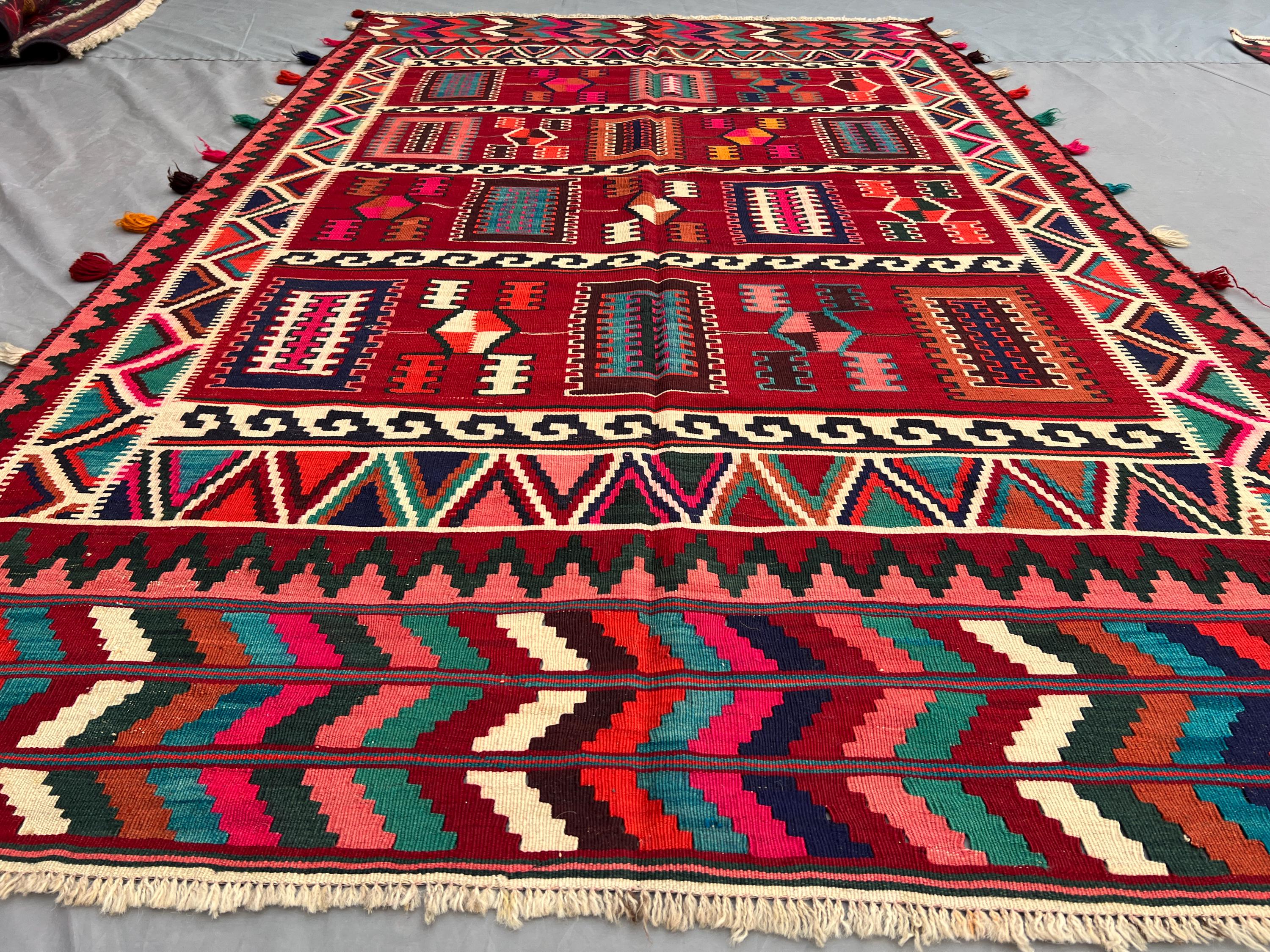 5x8 Antique Turkish Flat Weave Kilim Rug | Tribal Wool Area Rug | Navajo Desig, Oriental Kilim, Bohemein Decor