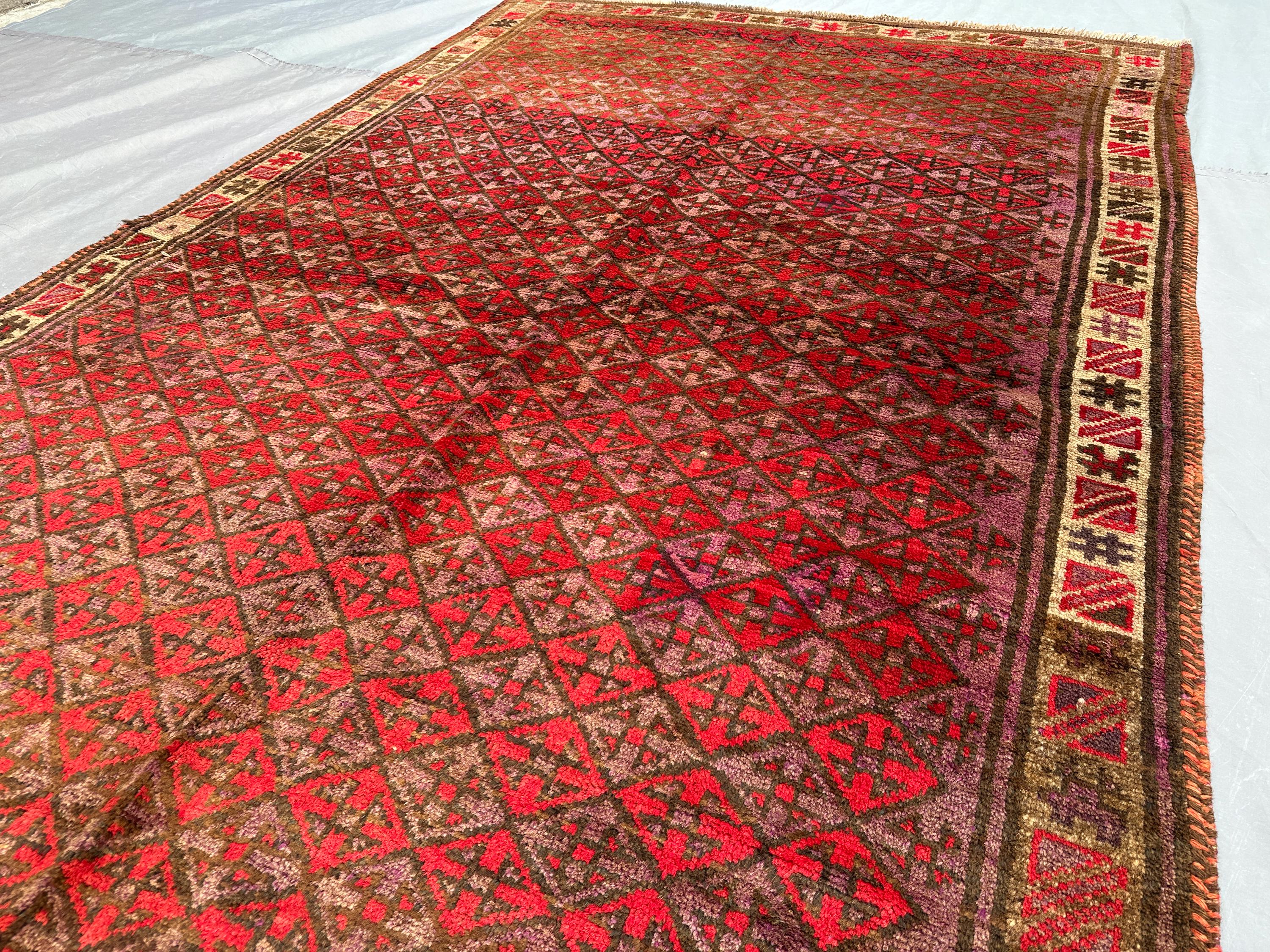 4'7 x 7'5 ft Afghan Antique Baluchi Rug, Turkmen Hand Knotted Wool rug, Vintage Old Rug, Oriental Turkish Rug, Living Room Rug, Area Rug