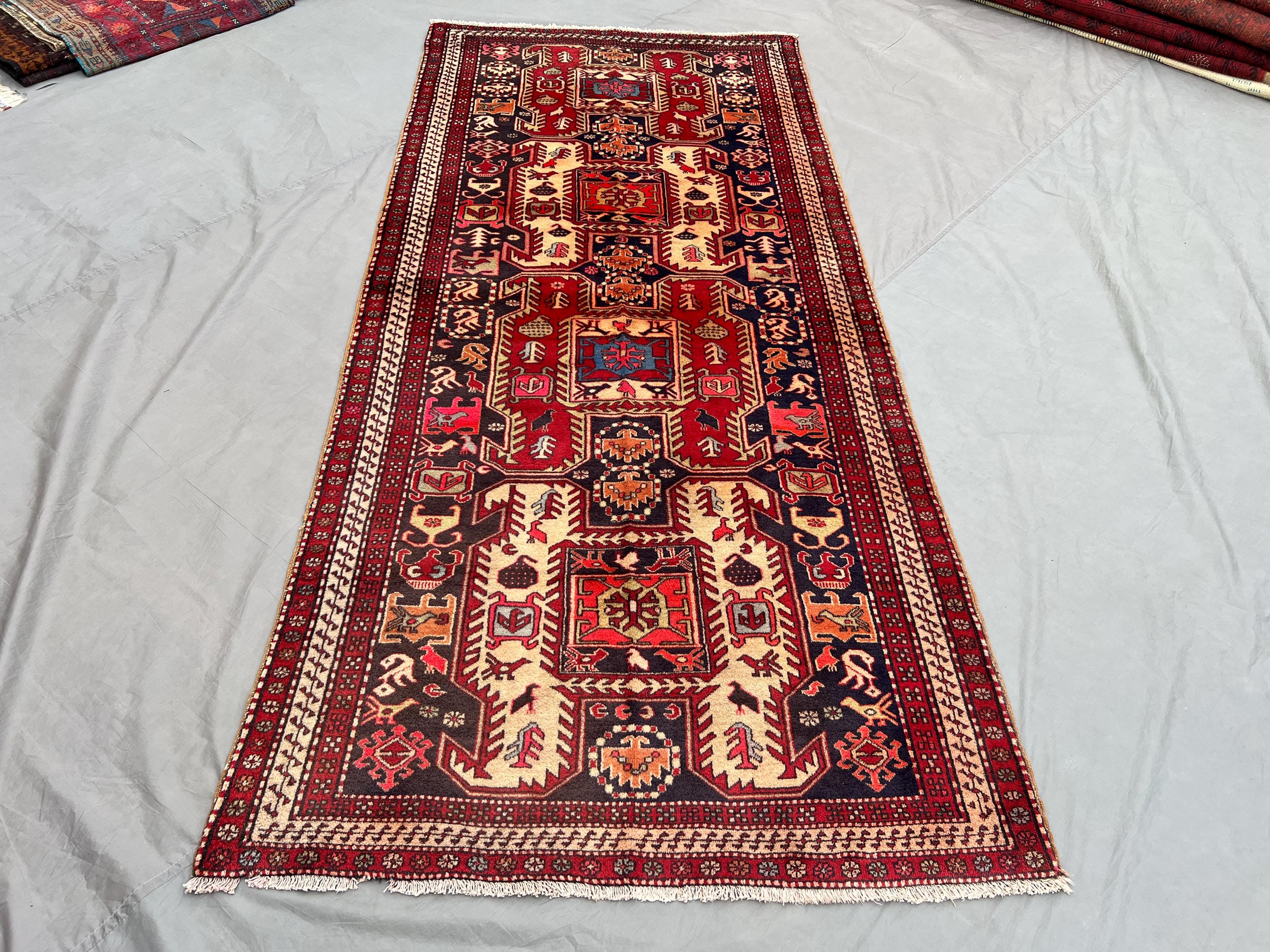 4" x 10" Afghan Hand Knotted Vintage Rug | Traditional Wool Tribal Design for Living Room, Bedroom, Hallway ru