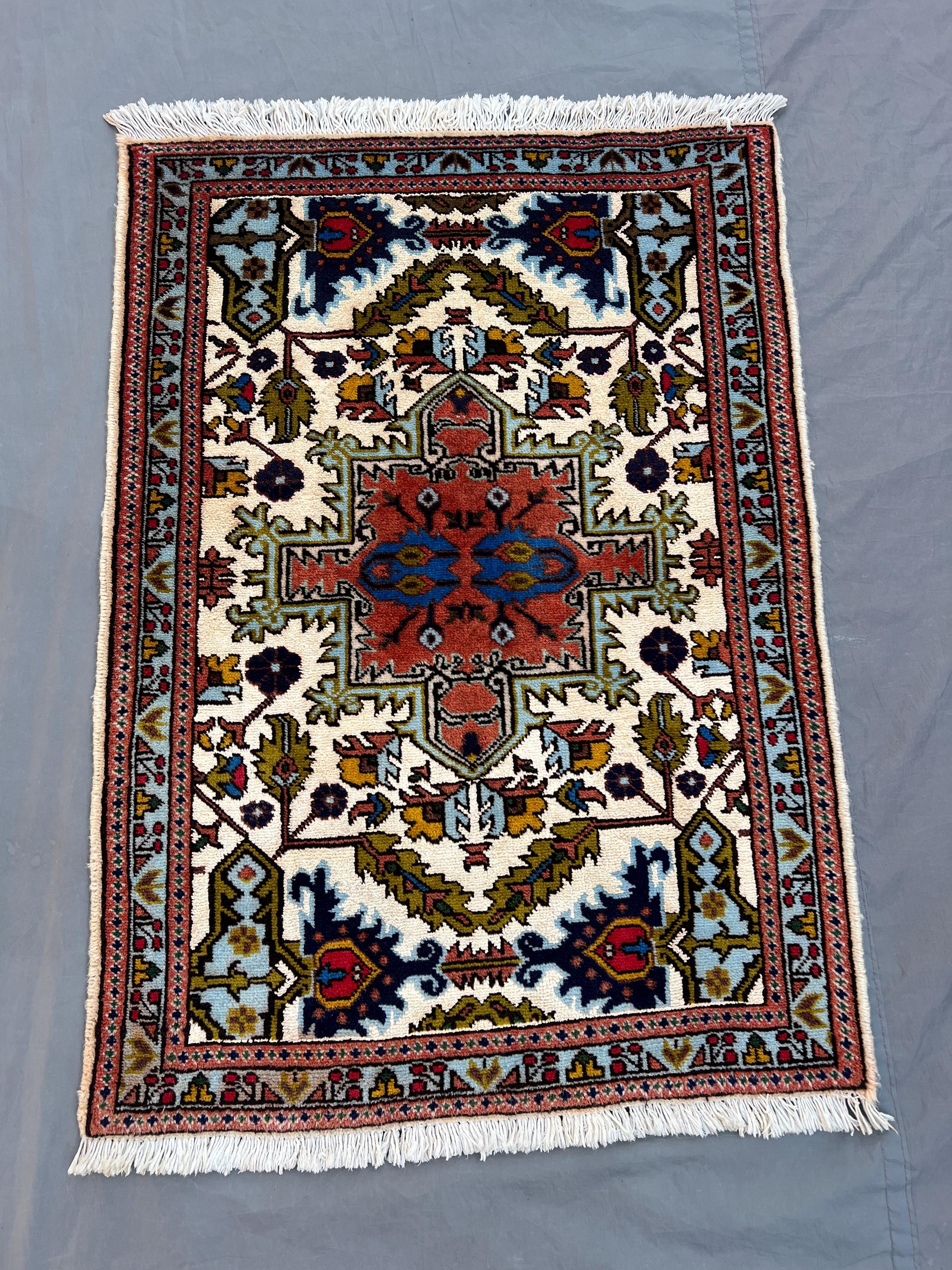 Afghan Hand Knotted Vintage Rug 2 x 3 ft Small Soft Pile Wool Area Rug One of a Kind Tribal Balochi Design Handmade Carpet