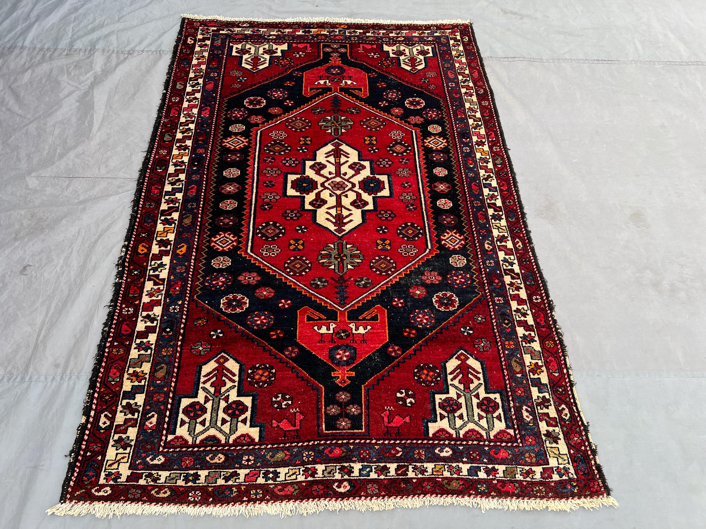 4'5 x 6'7 ft Turkish Hand-Knotted Vintage Rug, Rare Soft Pile One-of-a-Kind Carpet, Caucasian-Inspired Medallion Design, Living room decor