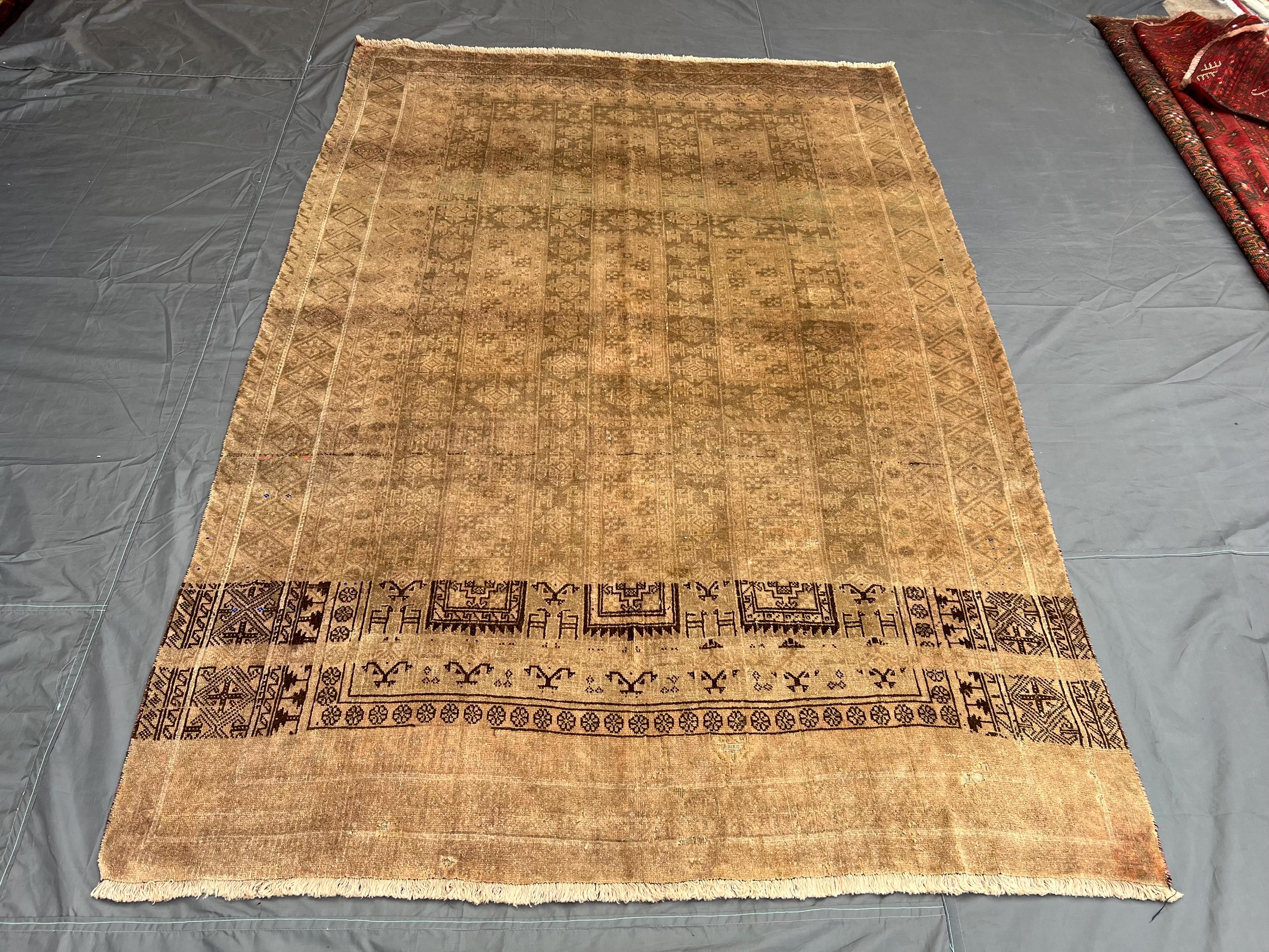 Elegant terracottafeded "5x8" Vintage Afghan Hand-Knotted Turkoman Rug Large Area Carpet Tribal Geometric Desi