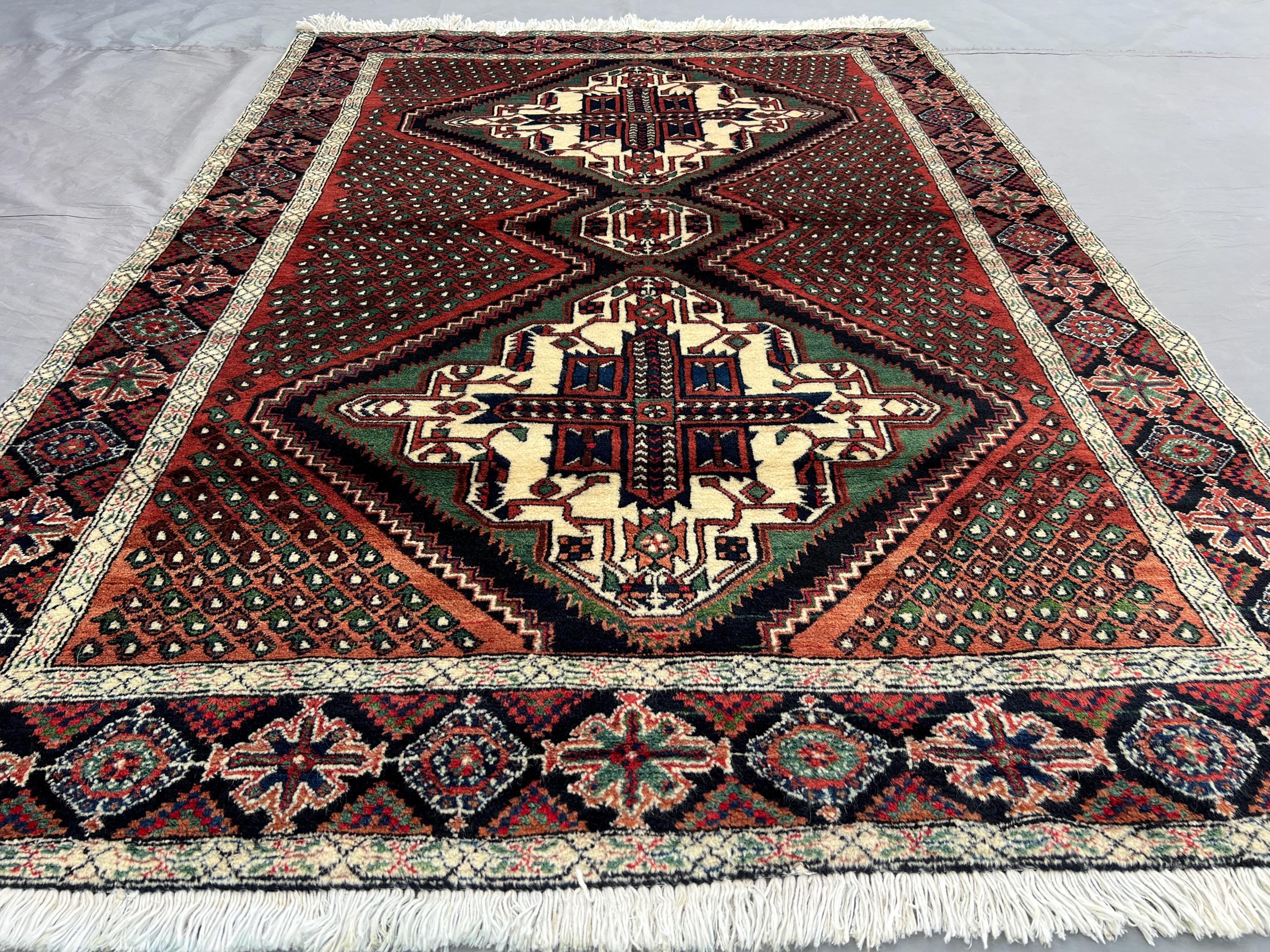4x6 Antique Hand-Knotted Afghan Rug | Tribal Caucasian Style Wool Rug | Geometric Diamond Pattern | Rare Turkish rug, Kitchen Rug, floor Rug