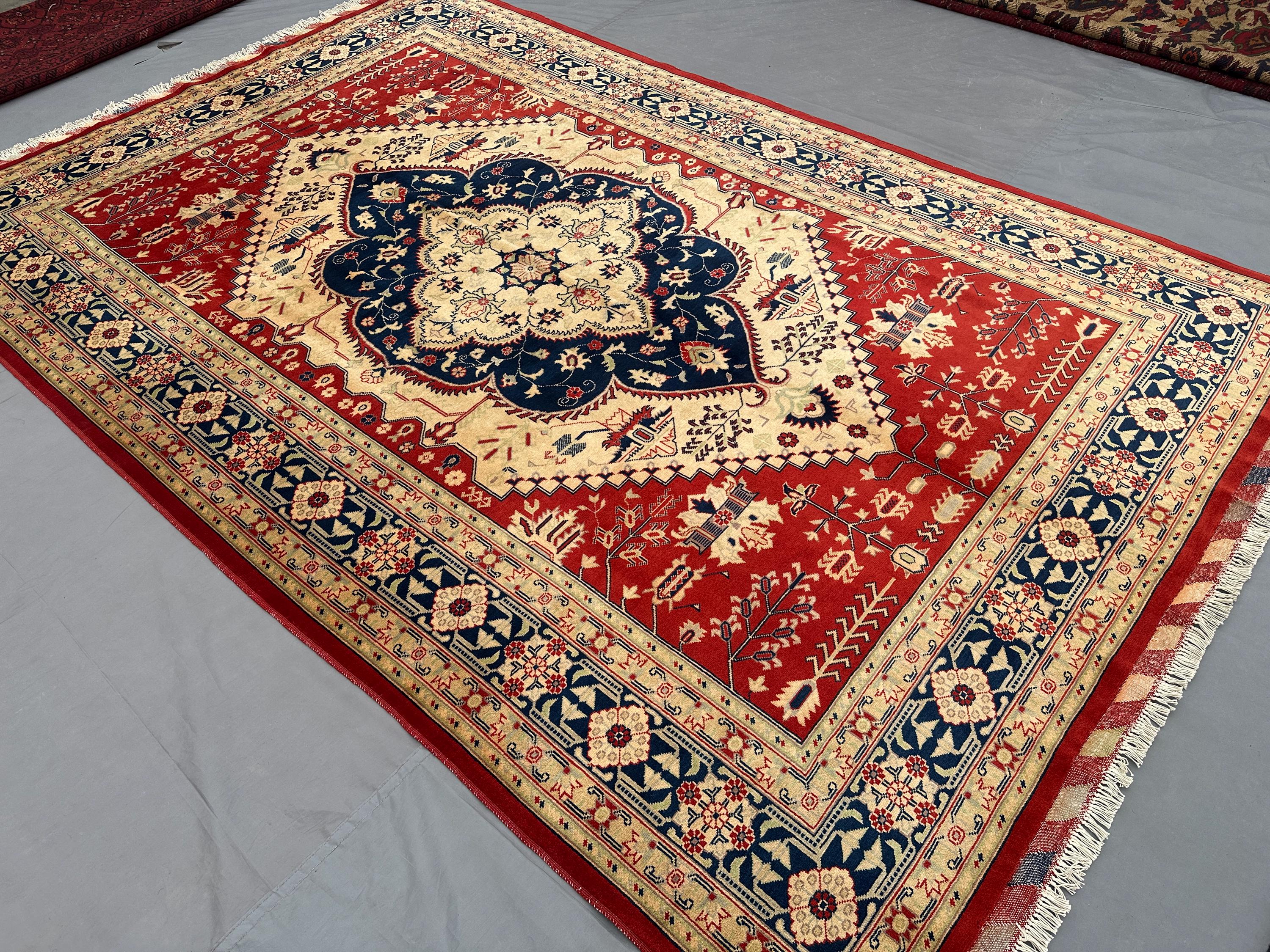 6.6 x 10 ft Afghan Hand-Knotted Oushak Rug | Soft Wool Modern Luxury Carpet | Floral Design Area Rug, Living Room Rug, Turkish Oushak rug