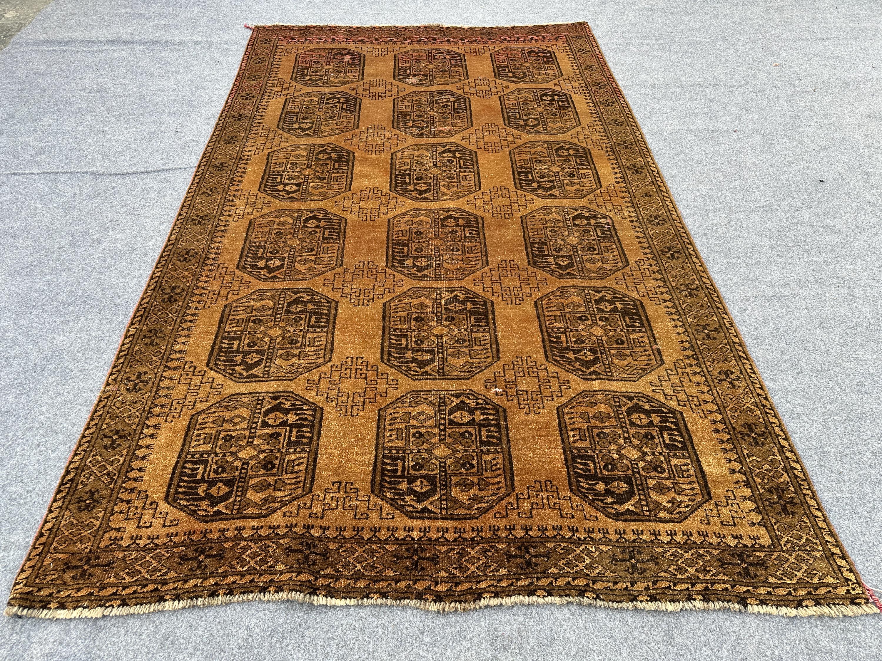 Afghan Hand-Knotted Turkmen Tribal Rug 5x8 - Elephant Foot Design Turkoman Wool Area Carpet, Moroccan Rug, Living Room rug, Oushak Rug