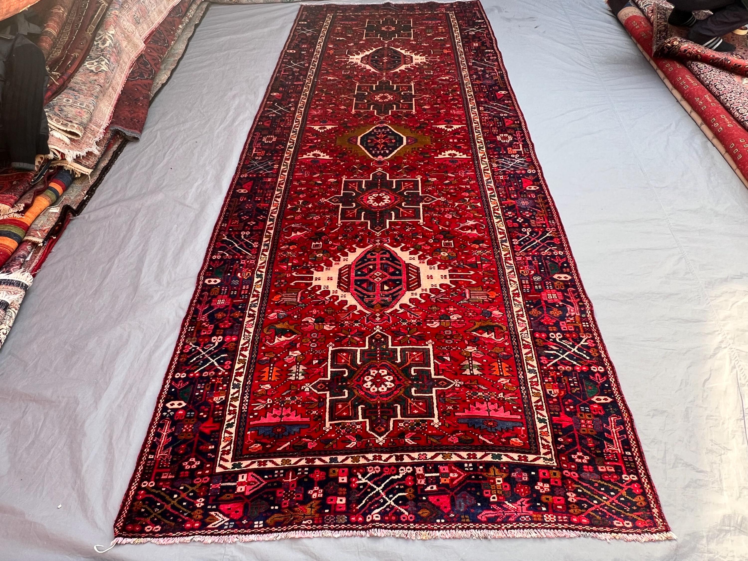2'8x4'9 ft Vintage Afghan Baluchi Hand-Knotted Runner Rug, Geometric Design, Soft Pile, Red, Black, Wool, Trib