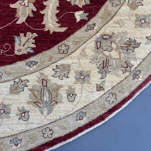 8 x 8 Afghan Hand-Knotted Modern Soft Pile Oval Oushak Design Luxury Wool Rug Elegant Floral Pattern Stylish Living Room Decor | Bedroom rug image 4