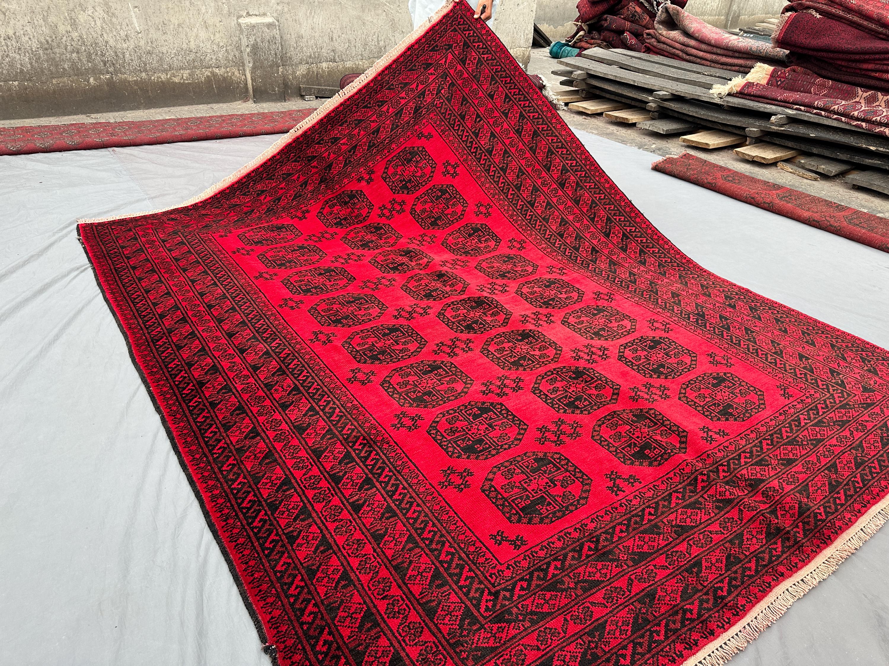 7x9 Vintage Turkmen Rug Afghan Hand Knotted Wool Carpet Elephant Foot Design Oriental Large Area Rug Tribal Bo