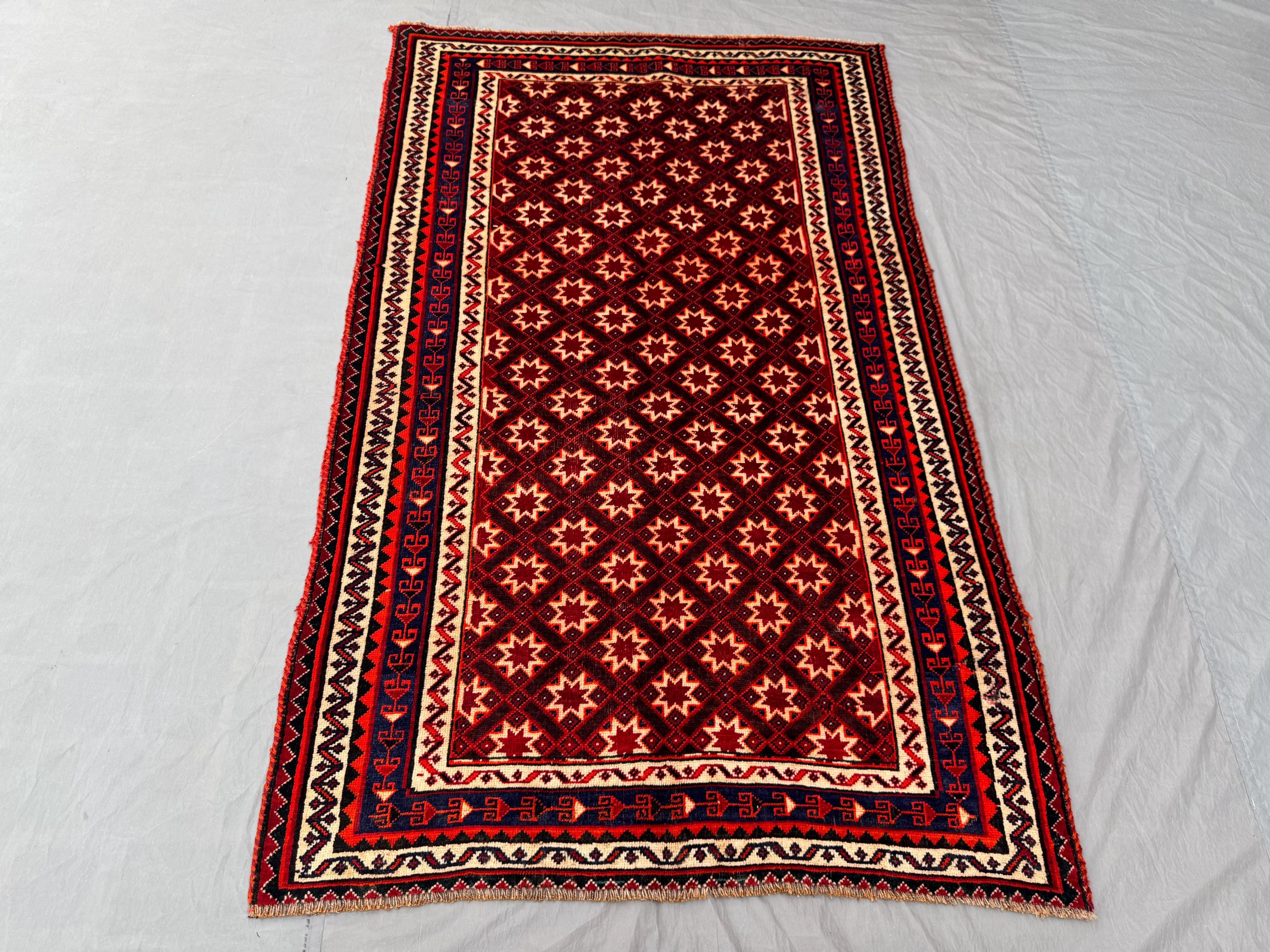 Turkish Hand Knotted Rug 4 x 7 ft | Vintage Soft Pile | One of a Kind | Turkish Inspired Caucasian Design | La