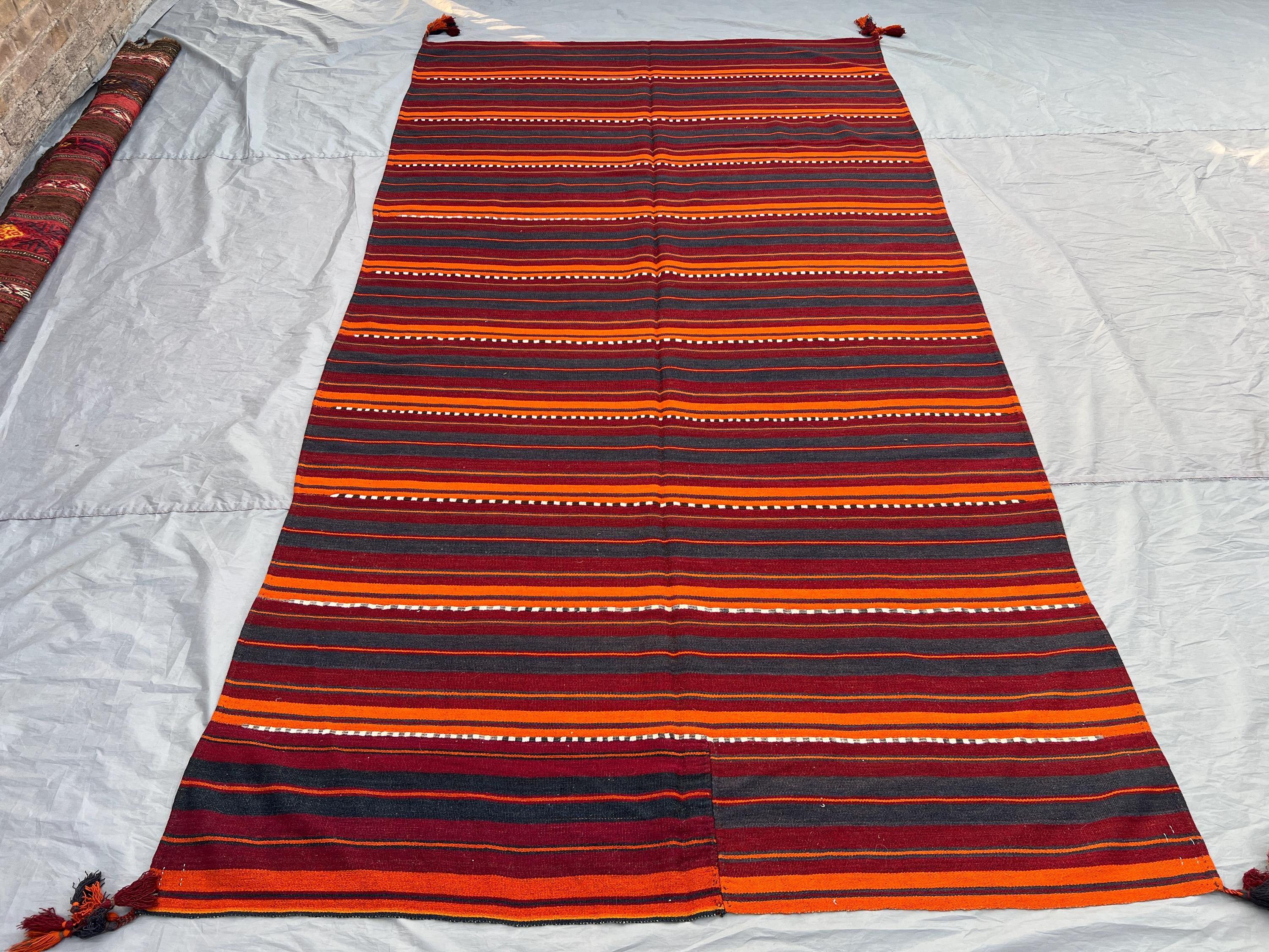 Afghan Kilim Rug 5.7x10 | Handwoven Wool Flat Weave Carpet | Striped Tribal Runner | Boho Ethnic Decor | Livin