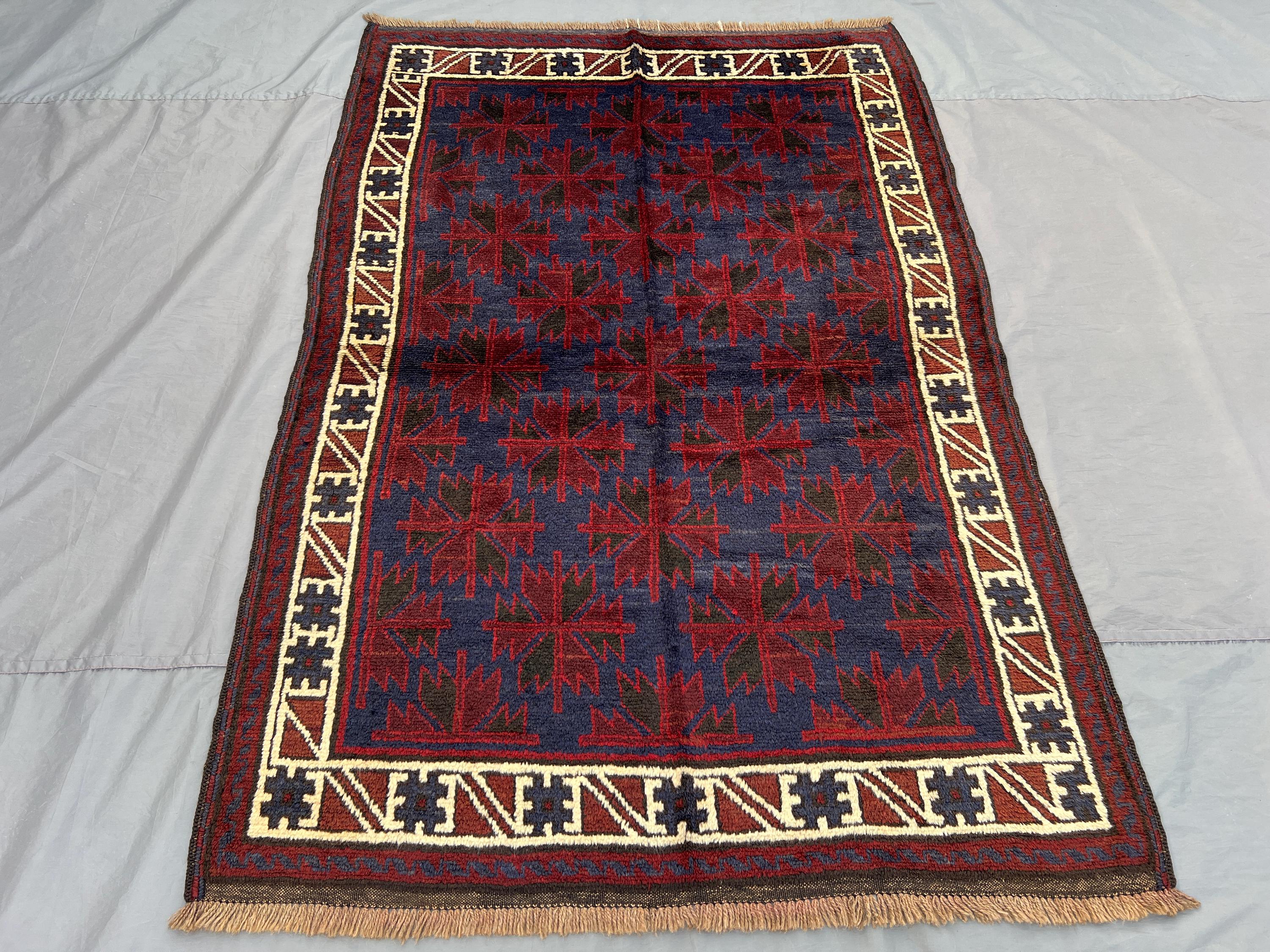 5x7 Afghan Hand-Knotted Balochi Rug Vintage Soft Pile, Tribal Decor Living Room rug, Bedroom rug, Study room rug Farmhouse Rug | kitchen rug