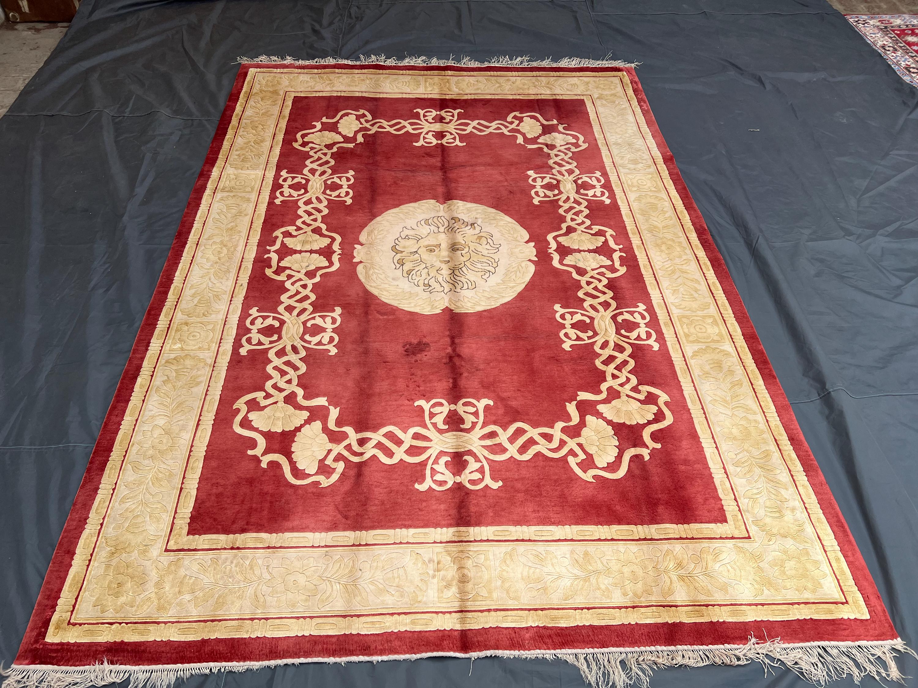 Elegant Red 7x10 ft Versace Medusa Design Hand-Knotted Rug Luxury Soft Pile Wool Carpet Classical Large Area living bedroom Home Decor