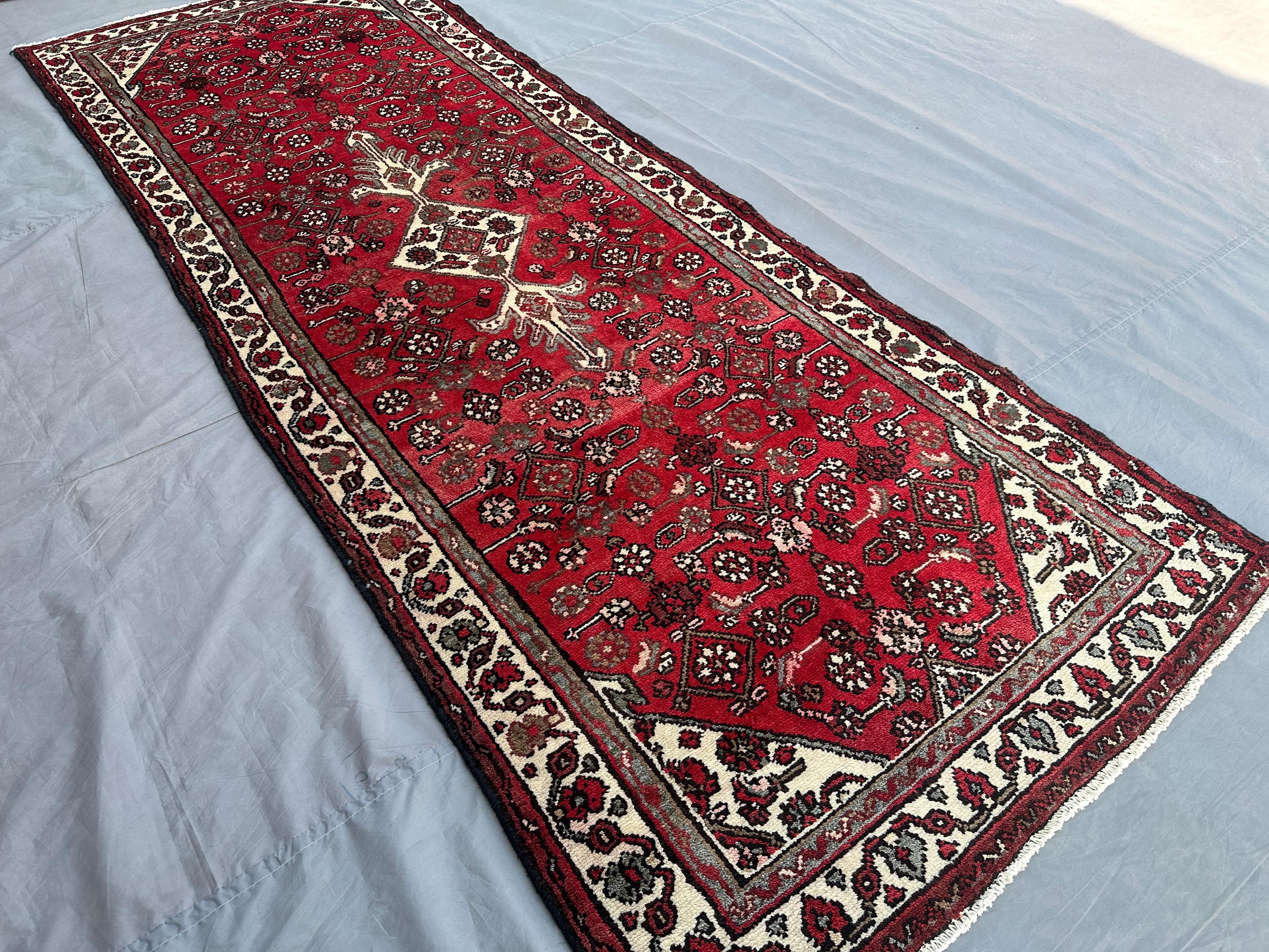 3'3x8'10 ft Antique Afghan Handmade Tribal Runner Rug Wide Hallway Rug Caucasian Style Geometric Pattern Turkm