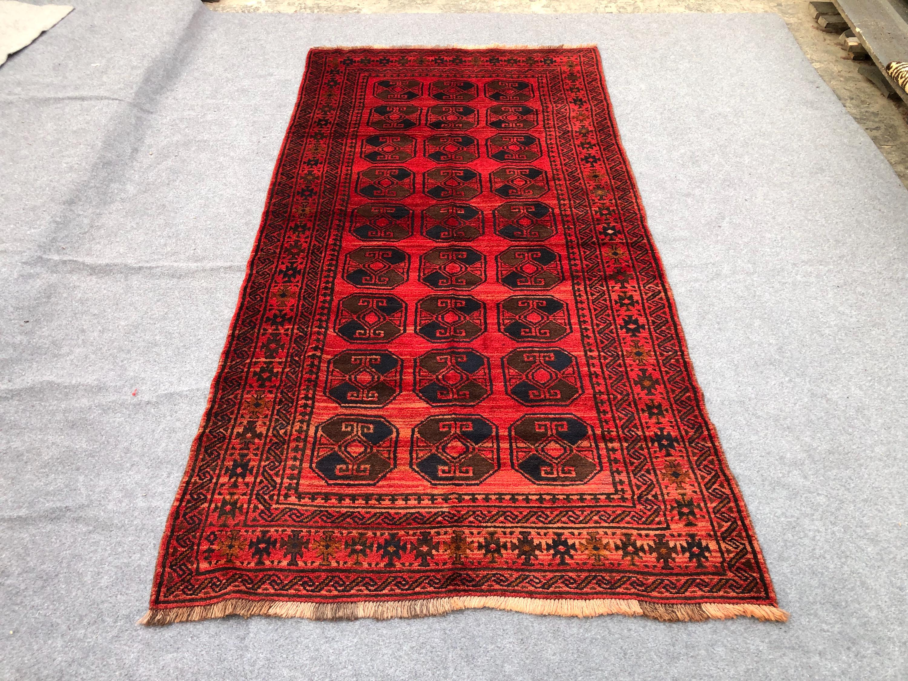5x9 ft Geometric Antique Rug / Mora gull Design Afghan Baluchi Rug/ Turkmen Handmade Wool Rug/ Bedroom rug/ 139x275 cm Rug