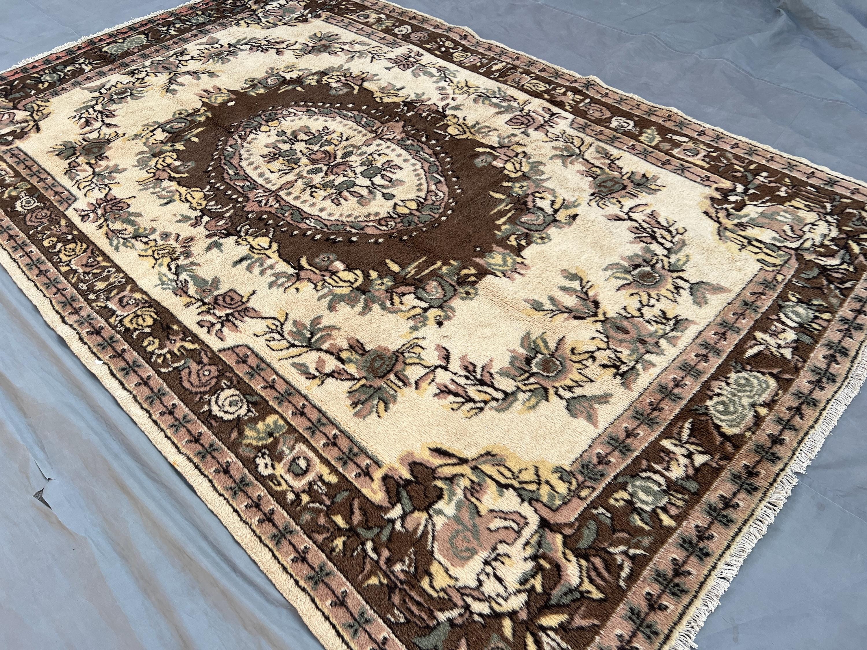 6'1x9'4 ft Vintage Turkish Rug | Hand Knotted Wool Carpet | Caucasian Style Tribal Area Rug | Geometric Bohemian Decor, Living Room Rug