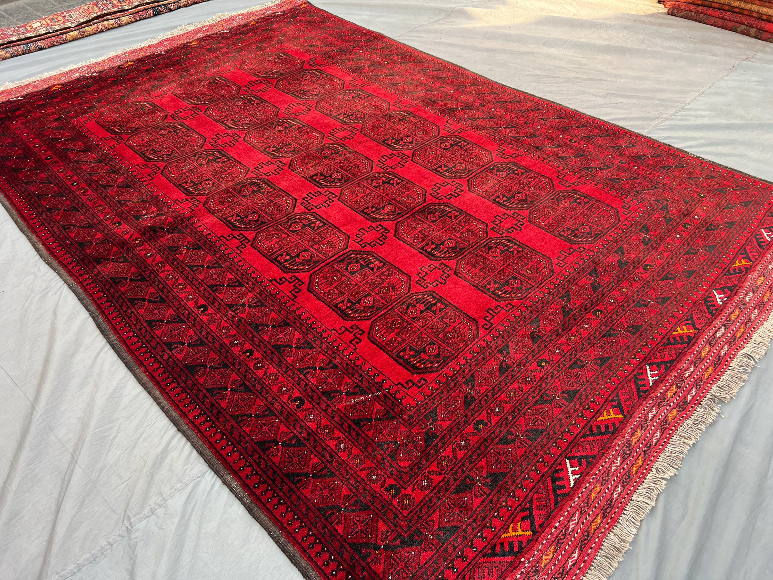 7x10 Antique Turkmen Rug | Hand-Knotted Elephant Foot Carpet | Large High Pile Tribal Wool Area Rug | Vintage Oriental Decor, Bedroom rug