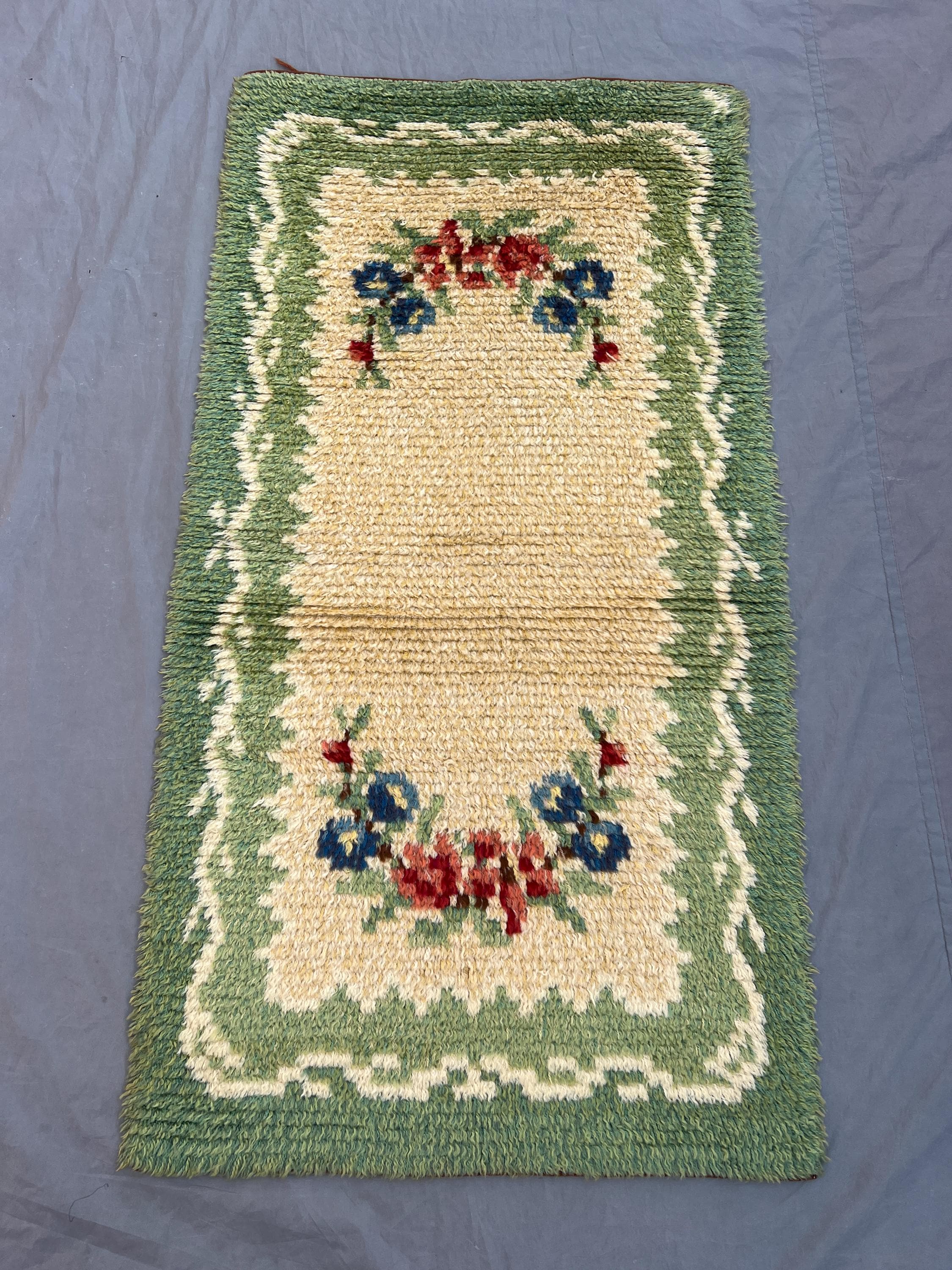 Afghan 3 x 5 ft hand knotted vintage moss rug soft pile floral small area rug unique balochi design, one-of-a-kind decor