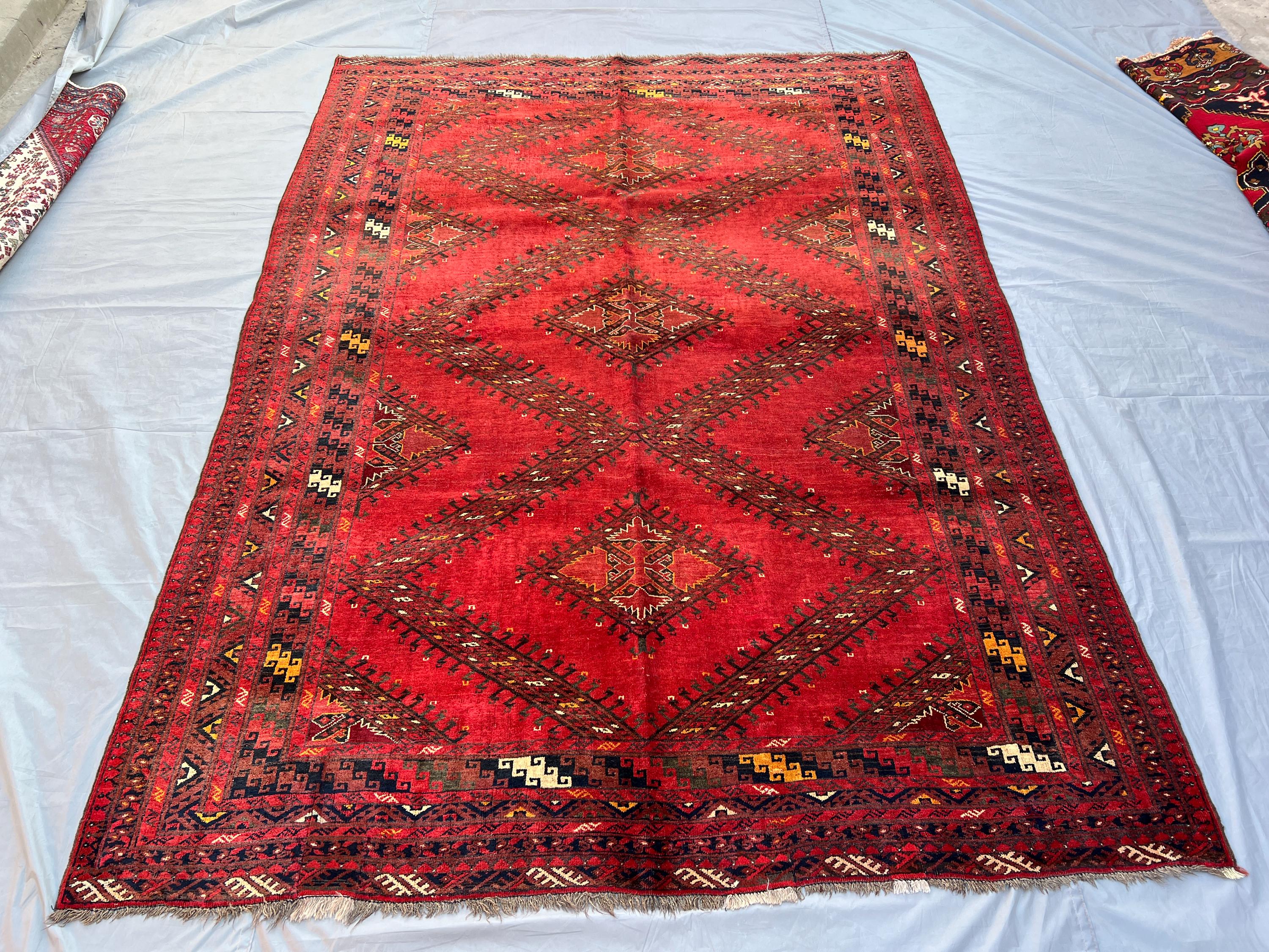 Collectors piece 6.10x9.4 ft Afghan Ersari Vintage Rug, Turkmen Tribal Bukhara Antique Rug, Handmade Wool Area