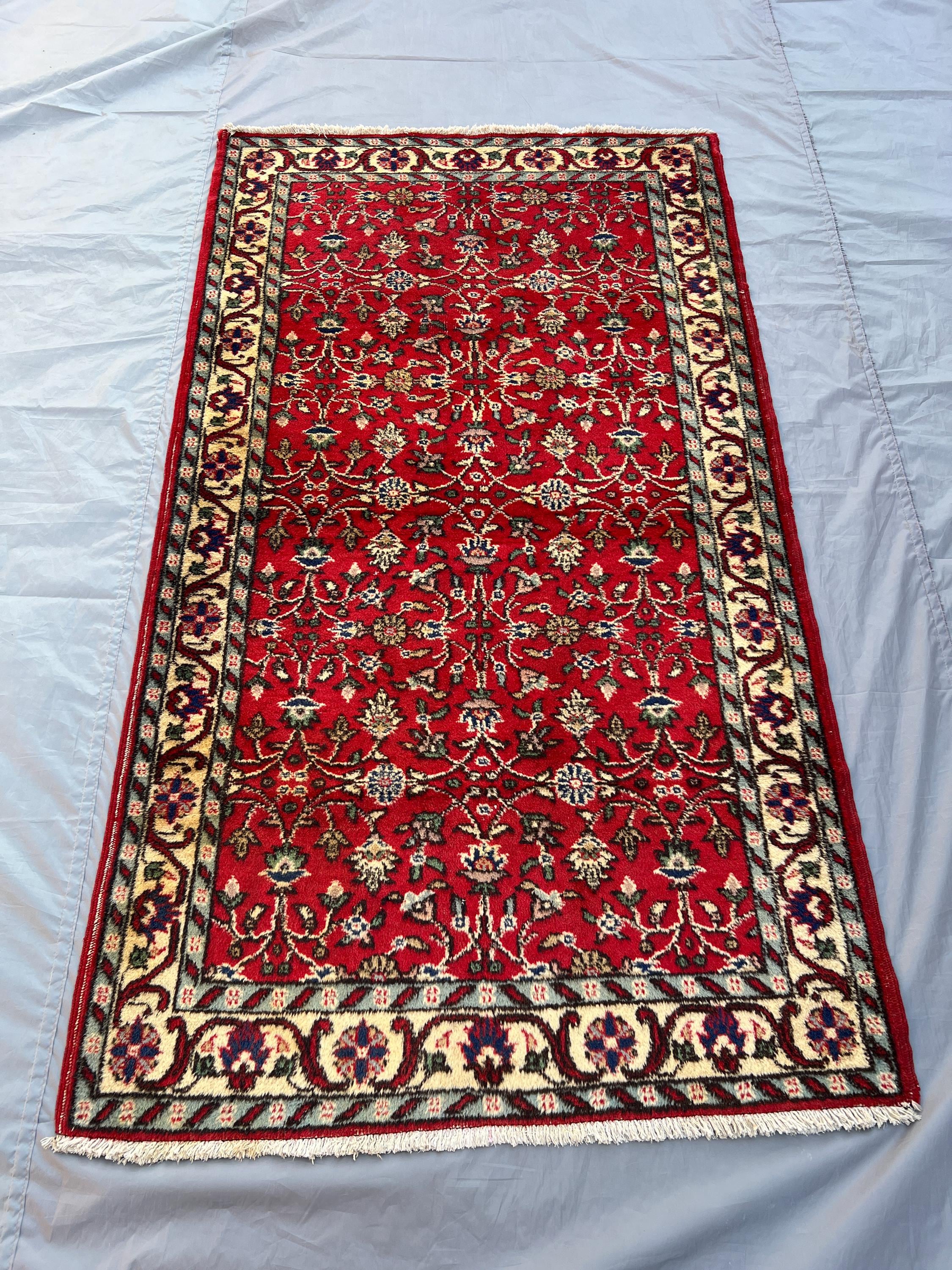 4x8 Antique Afghan Hand-Knotted Rug, Turkmen Tribal Wool Rug, Moroccan Style Red Rug, Kitchen Accent Rug, Unique Vintage Carpet, Bedroom Rug