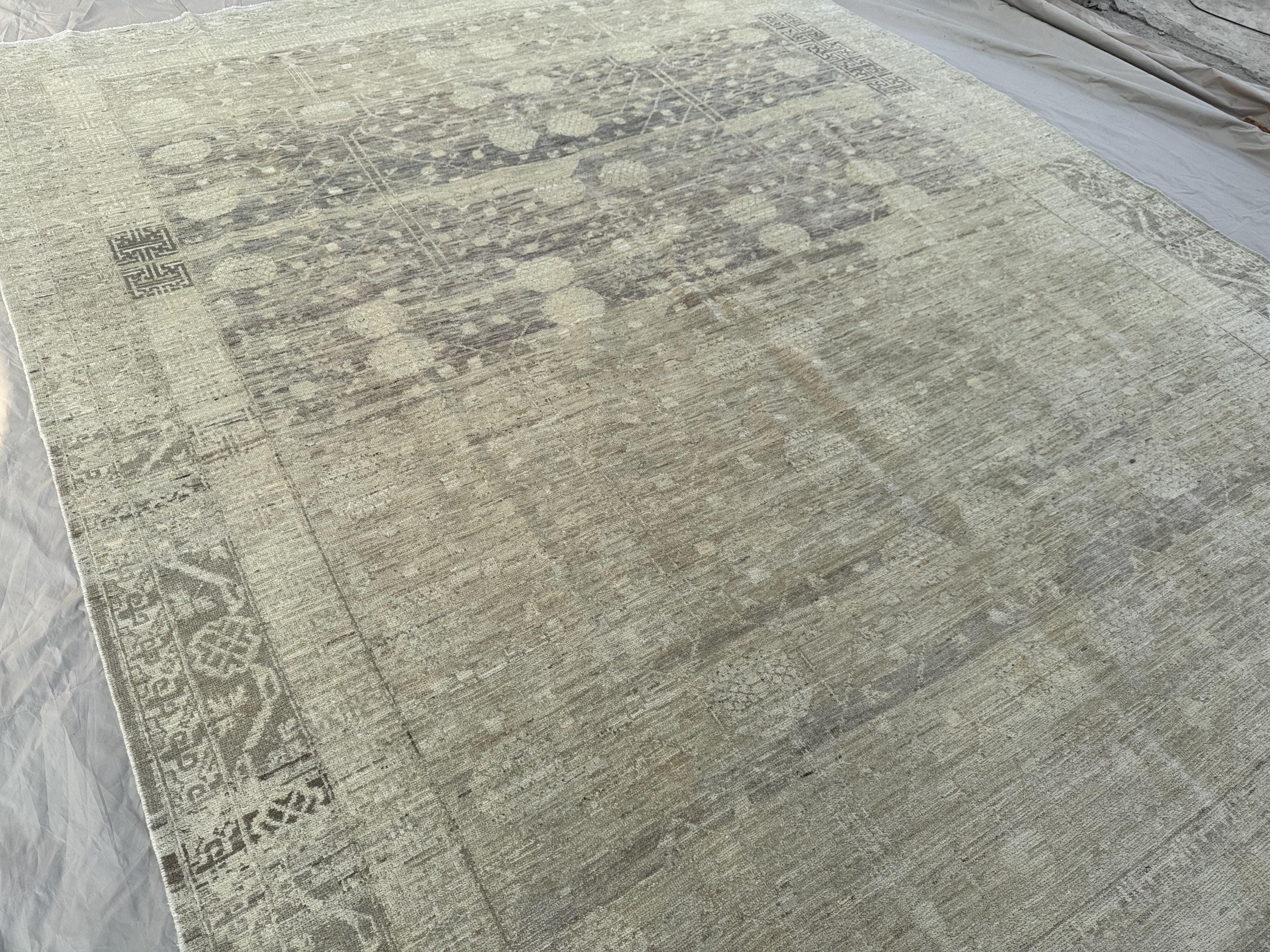Handmade Afghan Oushak Rug, Oversized 8.6x11.6 ft, Faded Wool, Vintage-Inspired, Neutral Tones, Elegant Home Decor, Large Floor Rug,
