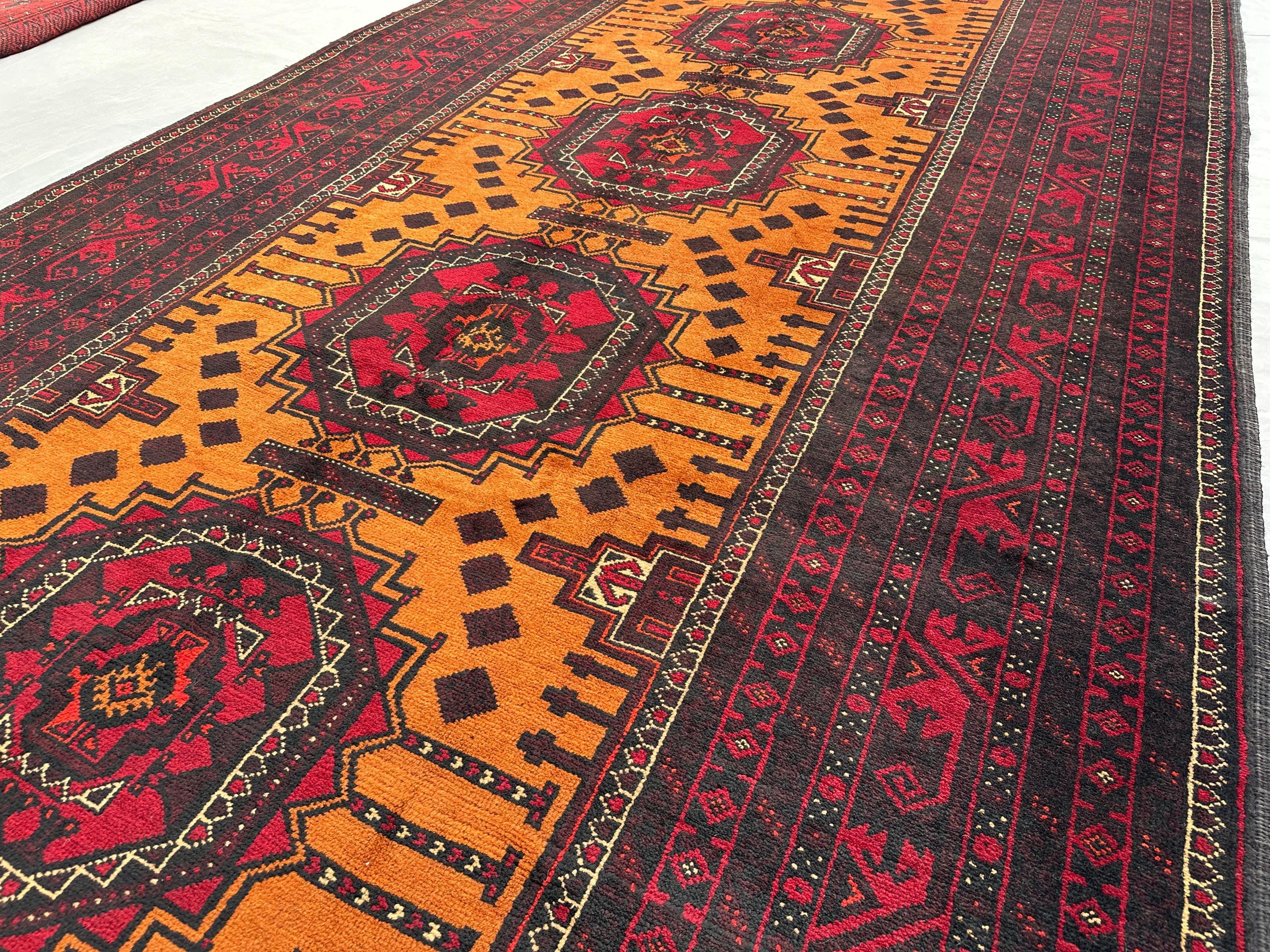 アンティーク アフガン トライバル ラグ 5'3x9'10 フィート