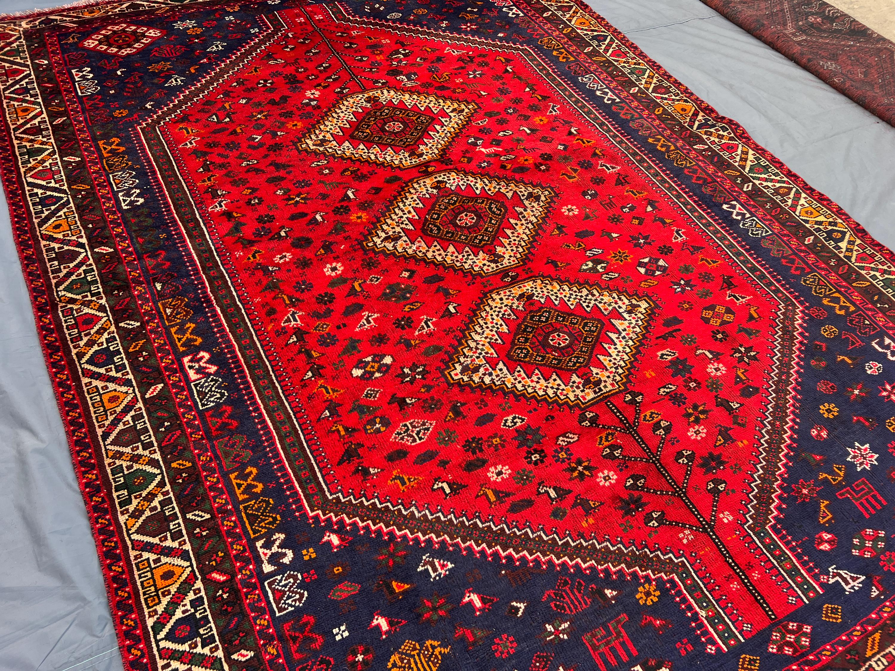 Red 7'x10'ft Turkish Inspired Caucasian Vintage Floral Design Medallion Soft Rug, Handwoven Wool, Living Room Carpet, Home Décor