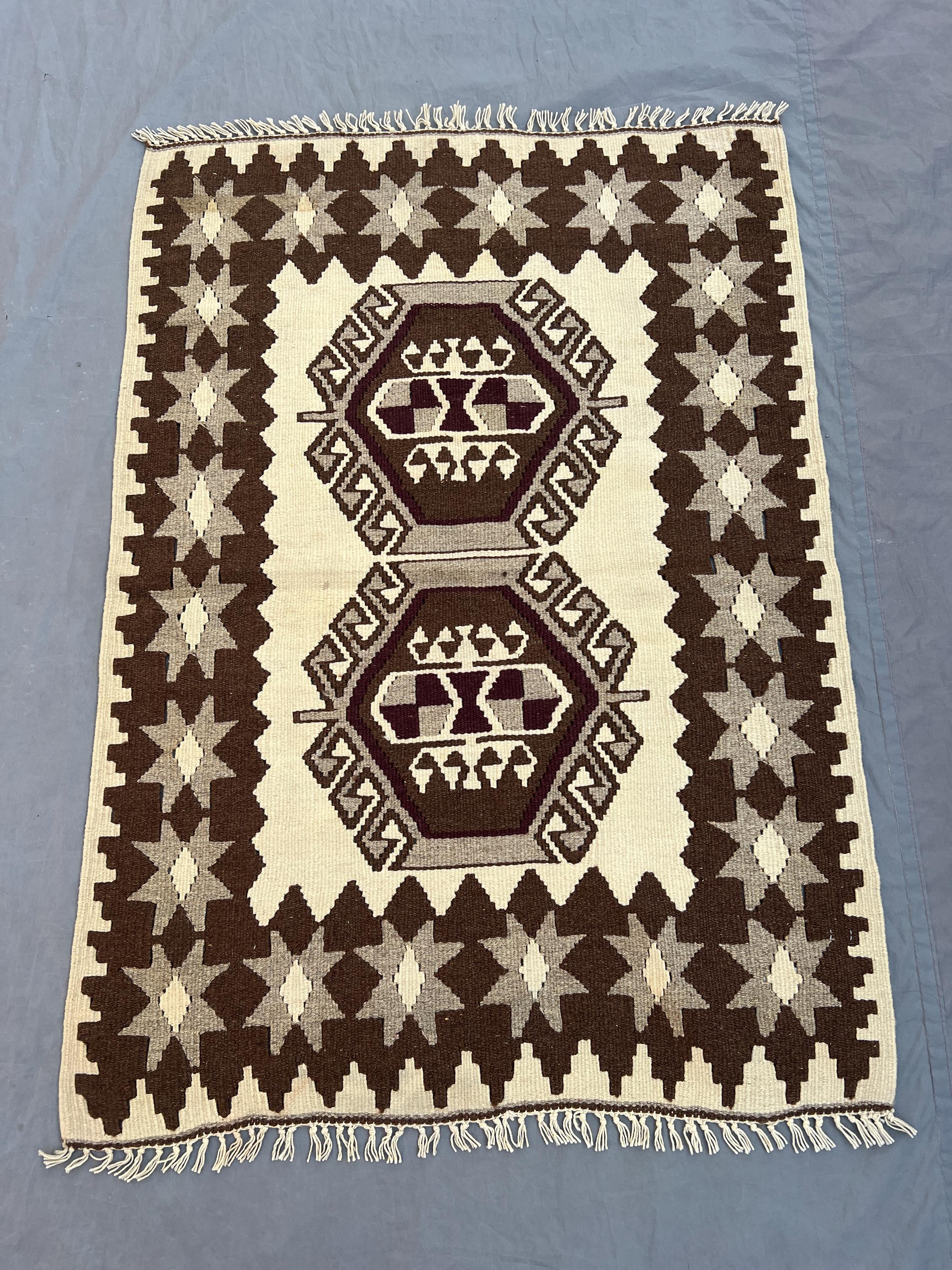 Afghan vintage hand woven kilim 3 x 4 ft one of a kind tribal maimana flat weave small area decor collectible wool rug